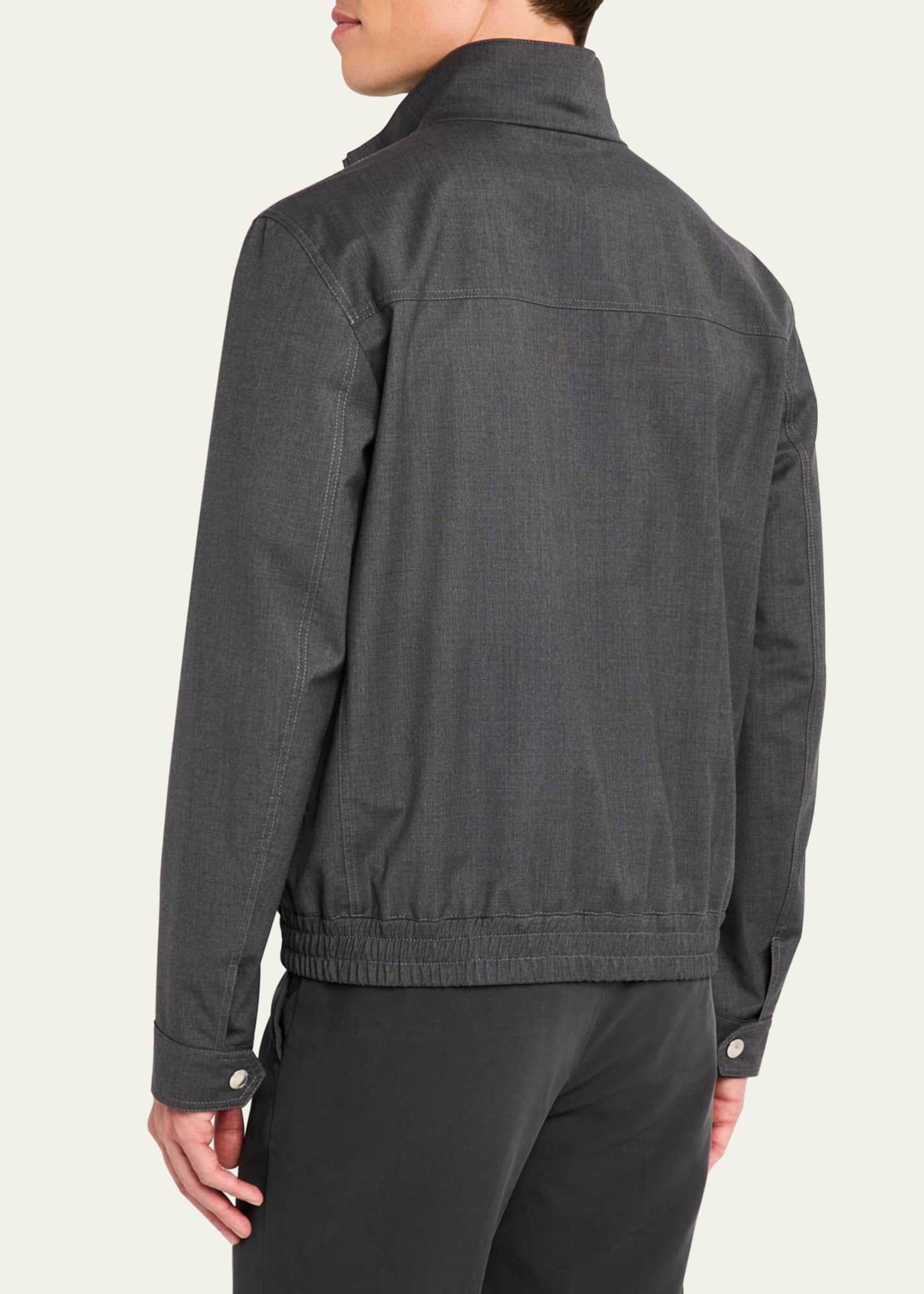 Brunello Cucinelli Men's Wool Full-Zip Blouson Jacket Image 3 of 5