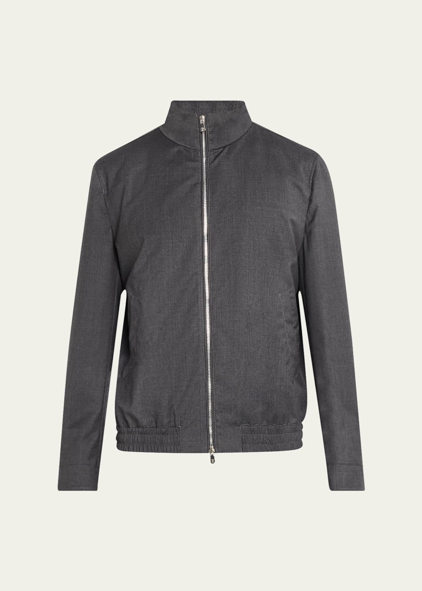 Brunello Cucinelli Men's Wool Full-Zip Blouson Jacket Image 1 of 5