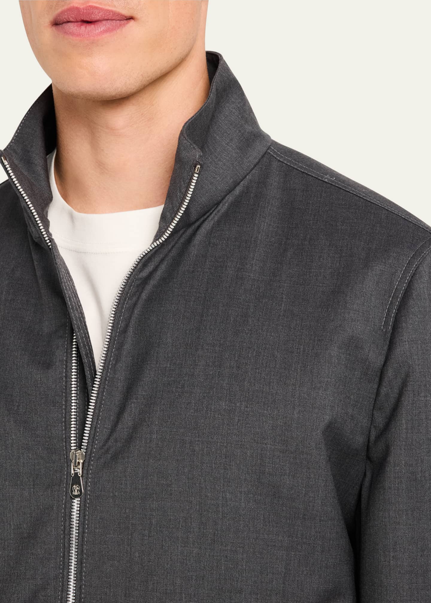 Brunello Cucinelli Men's Wool Full-Zip Blouson Jacket Image 5 of 5