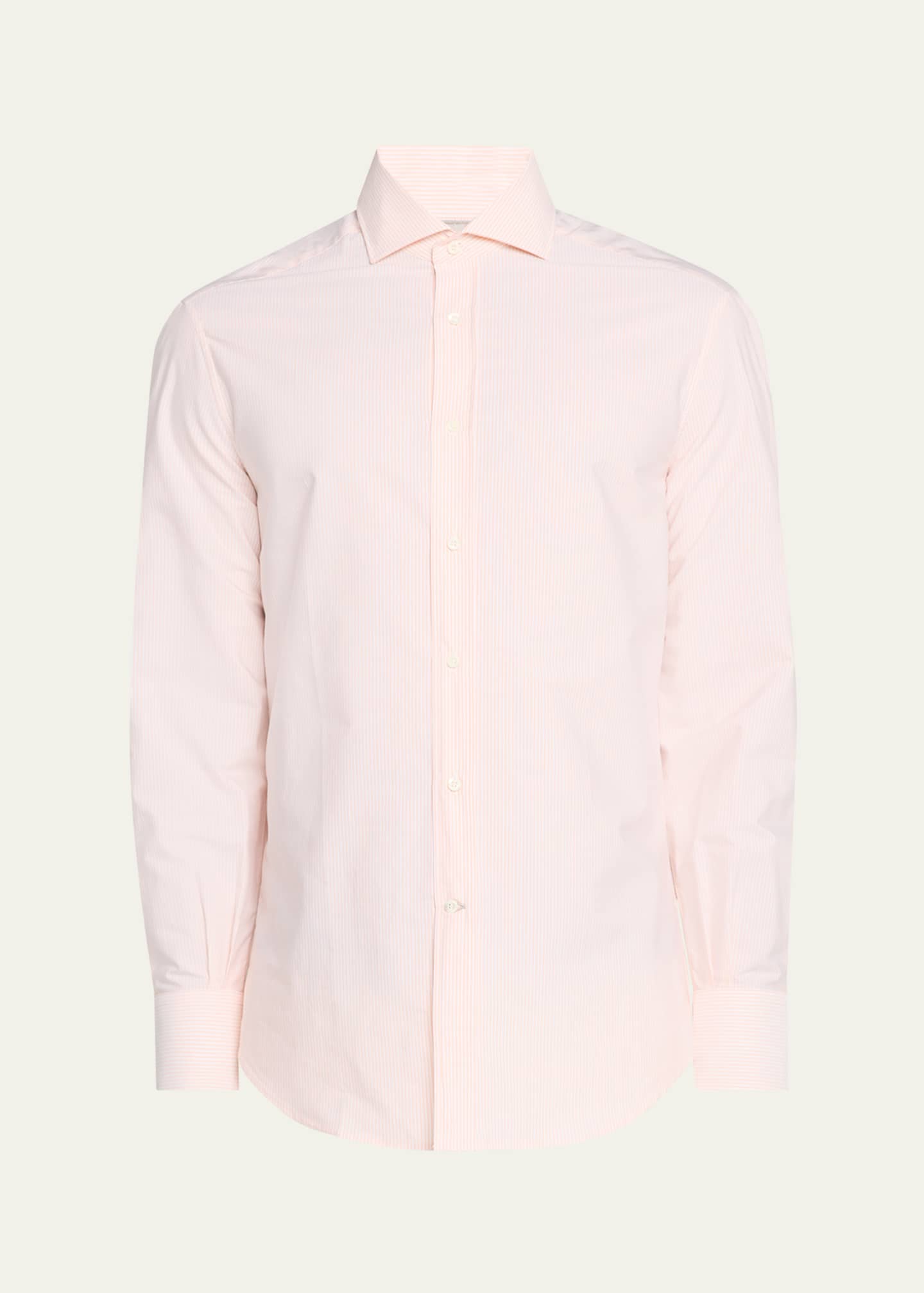 Brunello Cucinelli Men's Cotton Bacchetta Stripe Sport Shirt Image 1 of 5