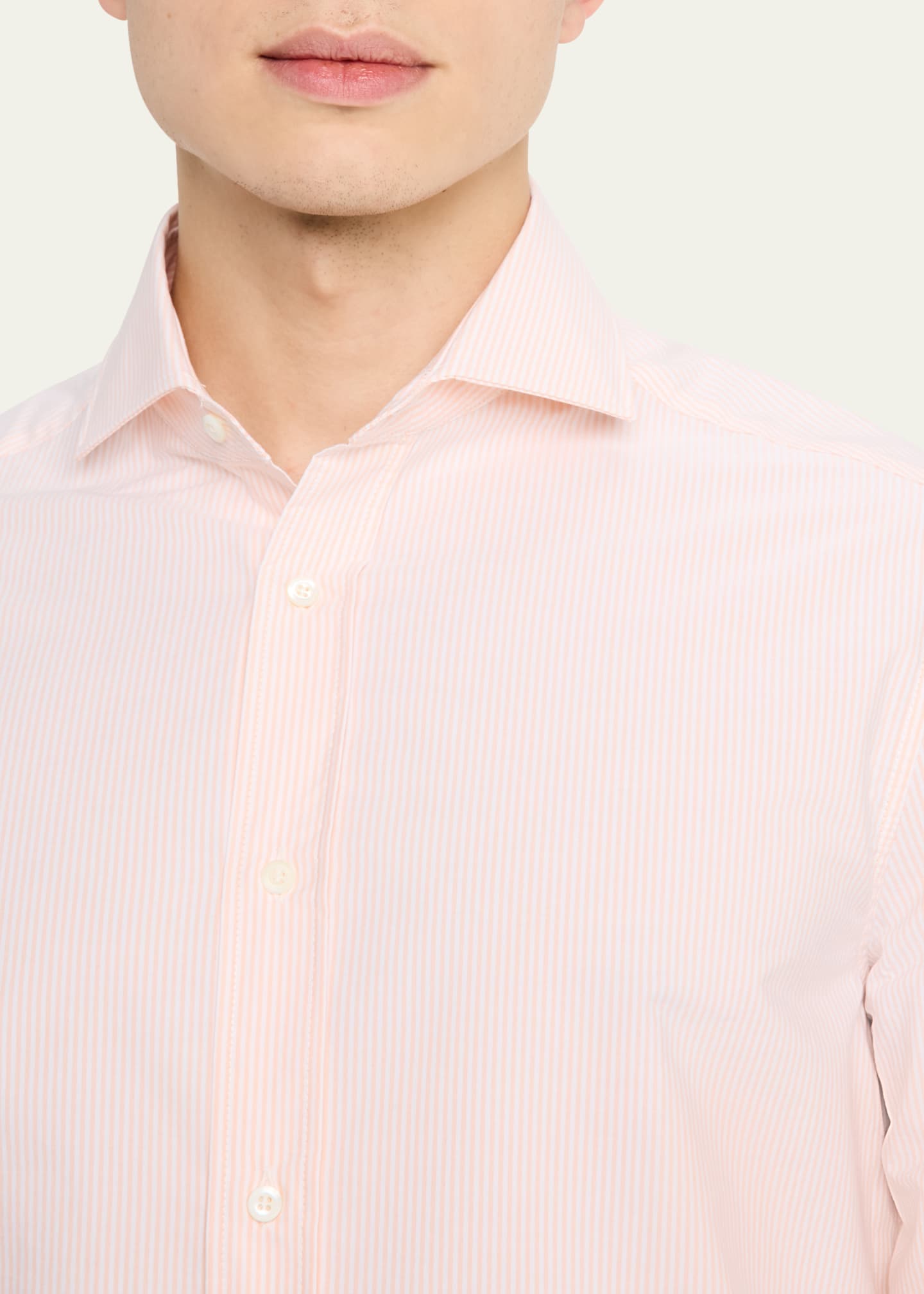 Brunello Cucinelli Men's Cotton Bacchetta Stripe Sport Shirt Image 5 of 5