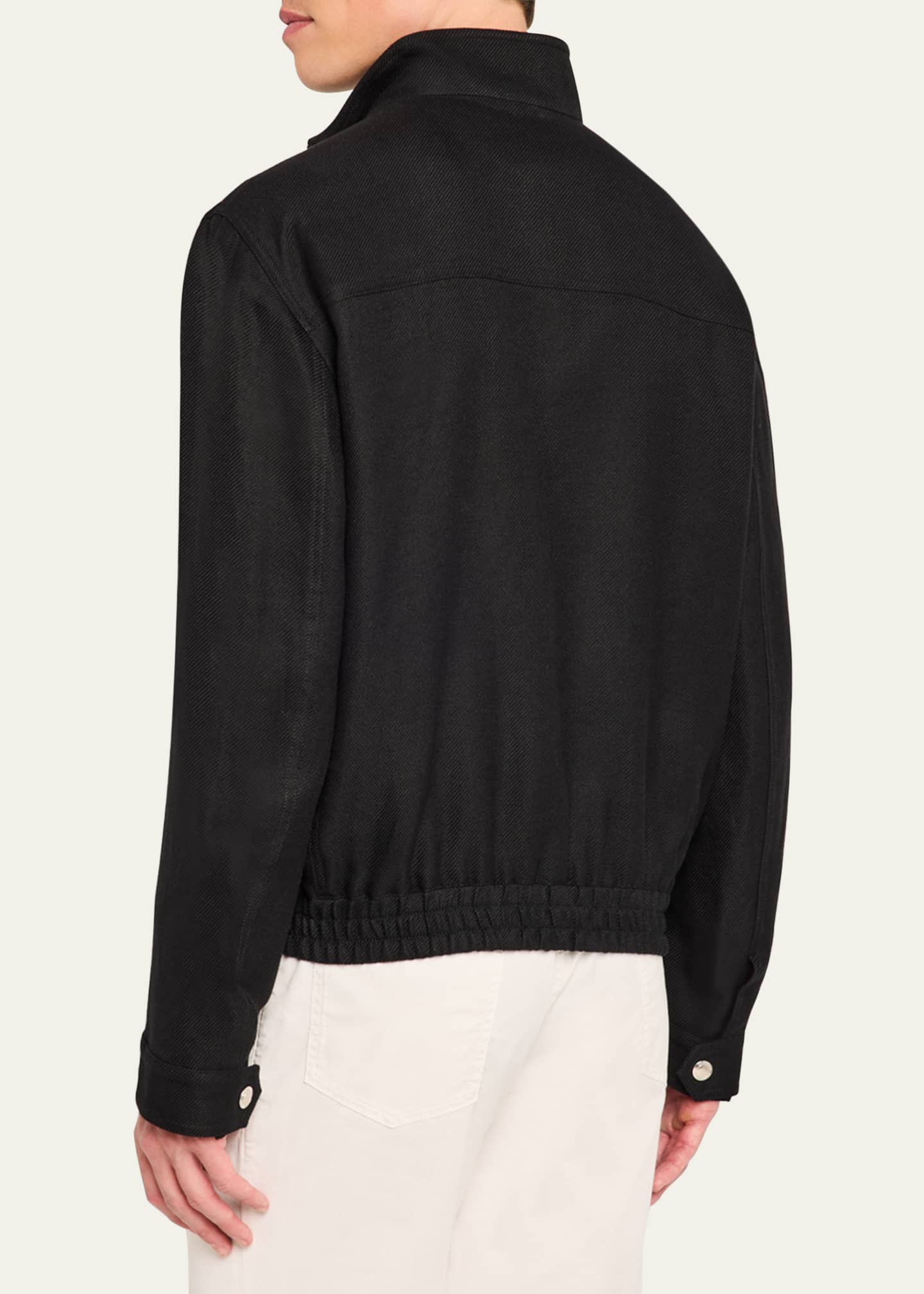 Brunello Cucinelli Men's Linen, Wool and Silk Full-Zip Blouson Jacket Image 3 of 5