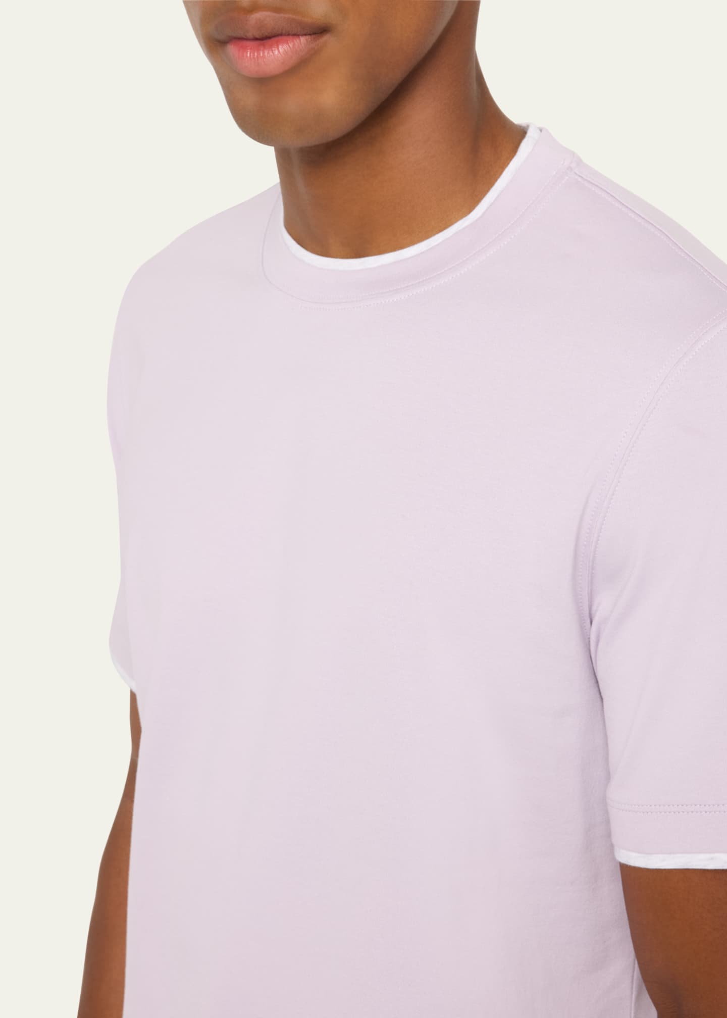 Brunello Cucinelli Men's Crewneck T-Shirt with Tipping Image 5 of 5