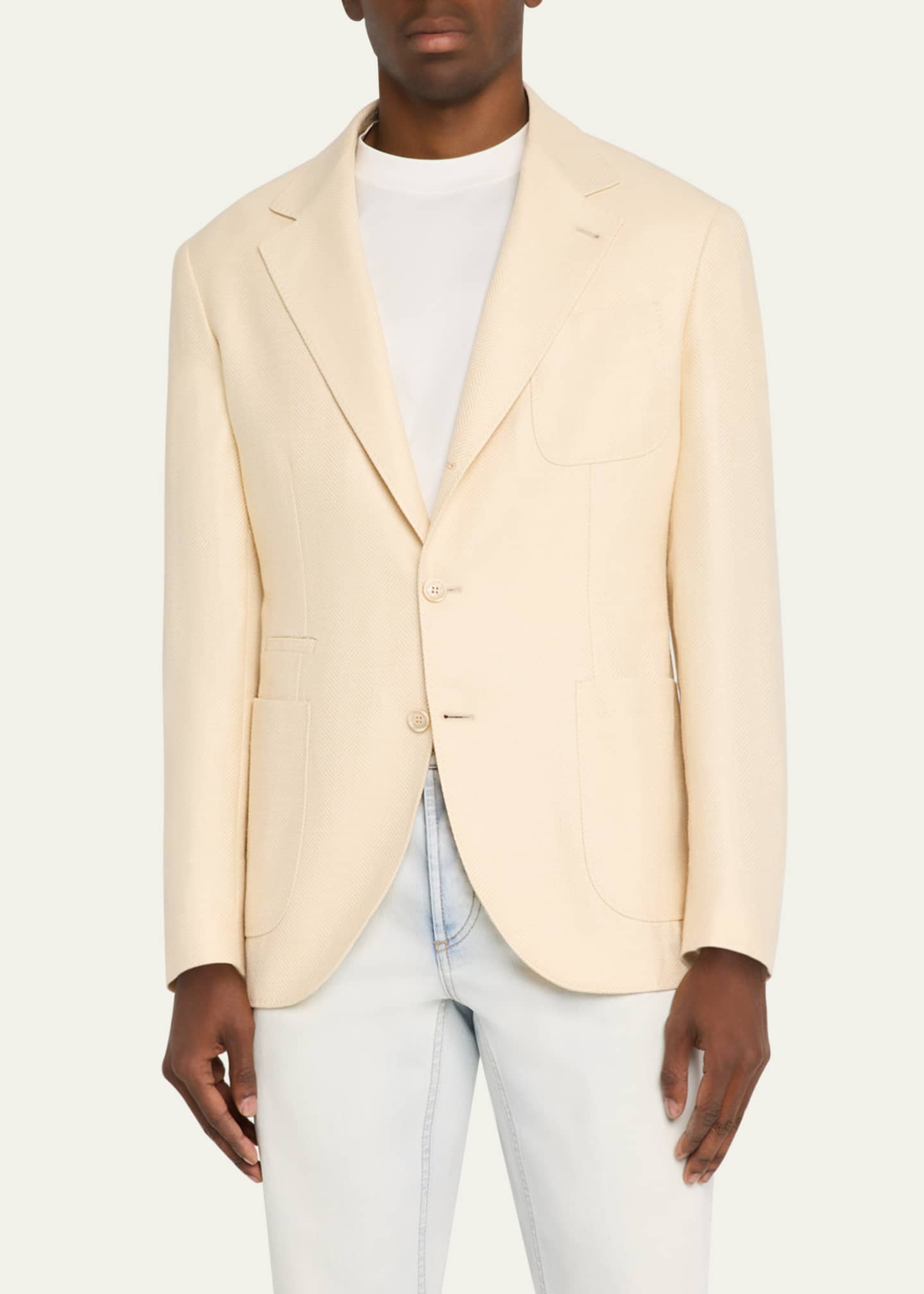 Brunello Cucinelli Men's Resca Textured Solid Sport Coat Image 4 of 8