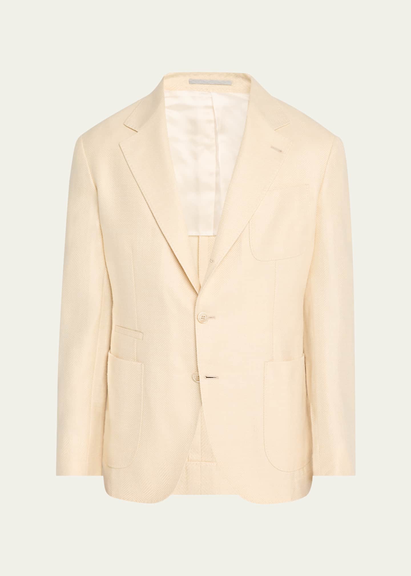 Brunello Cucinelli Men's Resca Textured Solid Sport Coat Image 1 of 8
