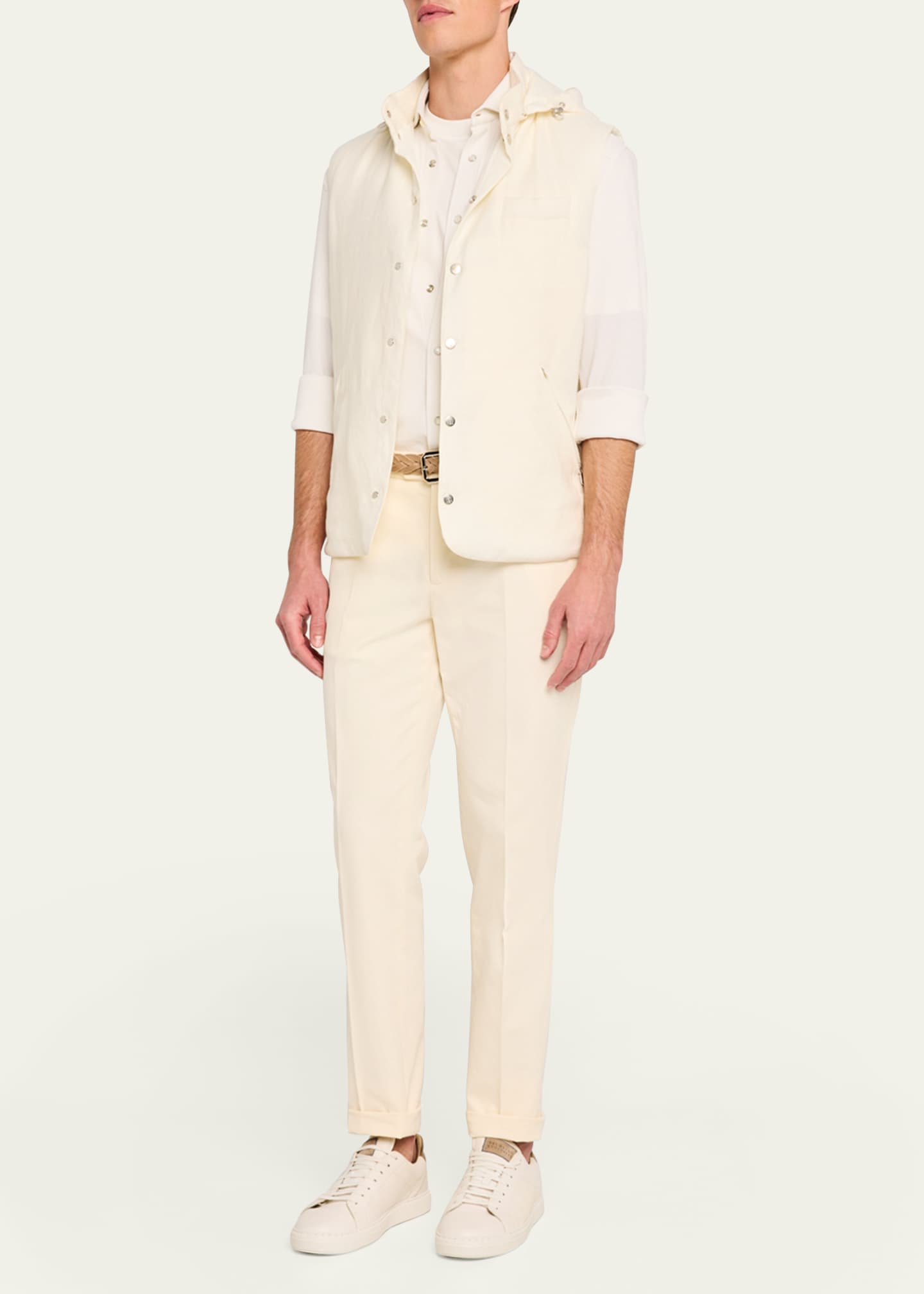 Brunello Cucinelli Men's Cotton and Silk Western Shirt Image 2 of 5