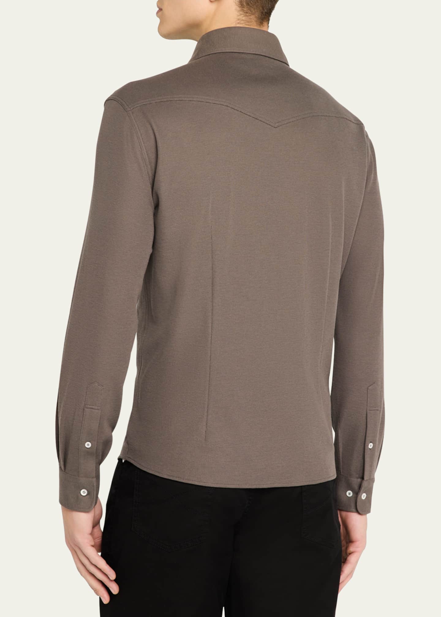 Brunello Cucinelli Men's Cotton and Silk Western Shirt Image 3 of 5