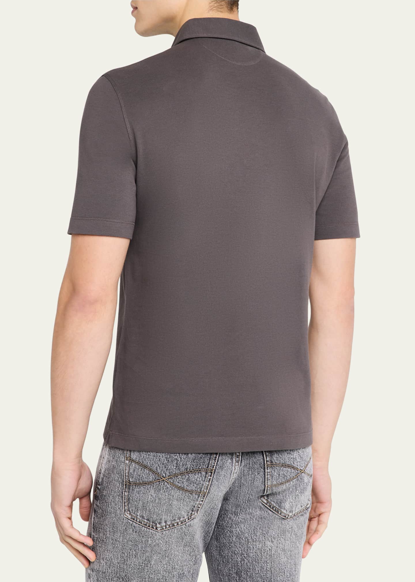 Brunello Cucinelli Men's Slim Cotton Polo Shirt Image 3 of 5