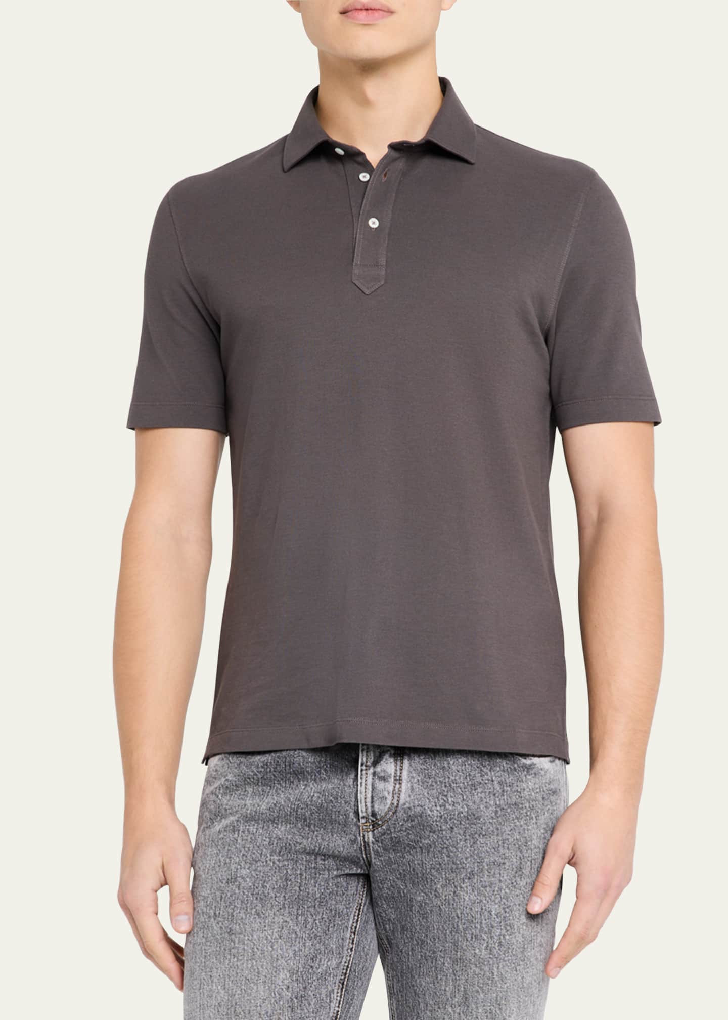 Brunello Cucinelli Men's Slim Cotton Polo Shirt Image 4 of 5
