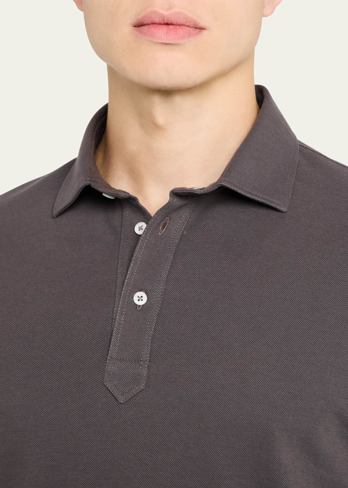 Brunello Cucinelli Men's Slim Cotton Polo Shirt Image 5 of 5