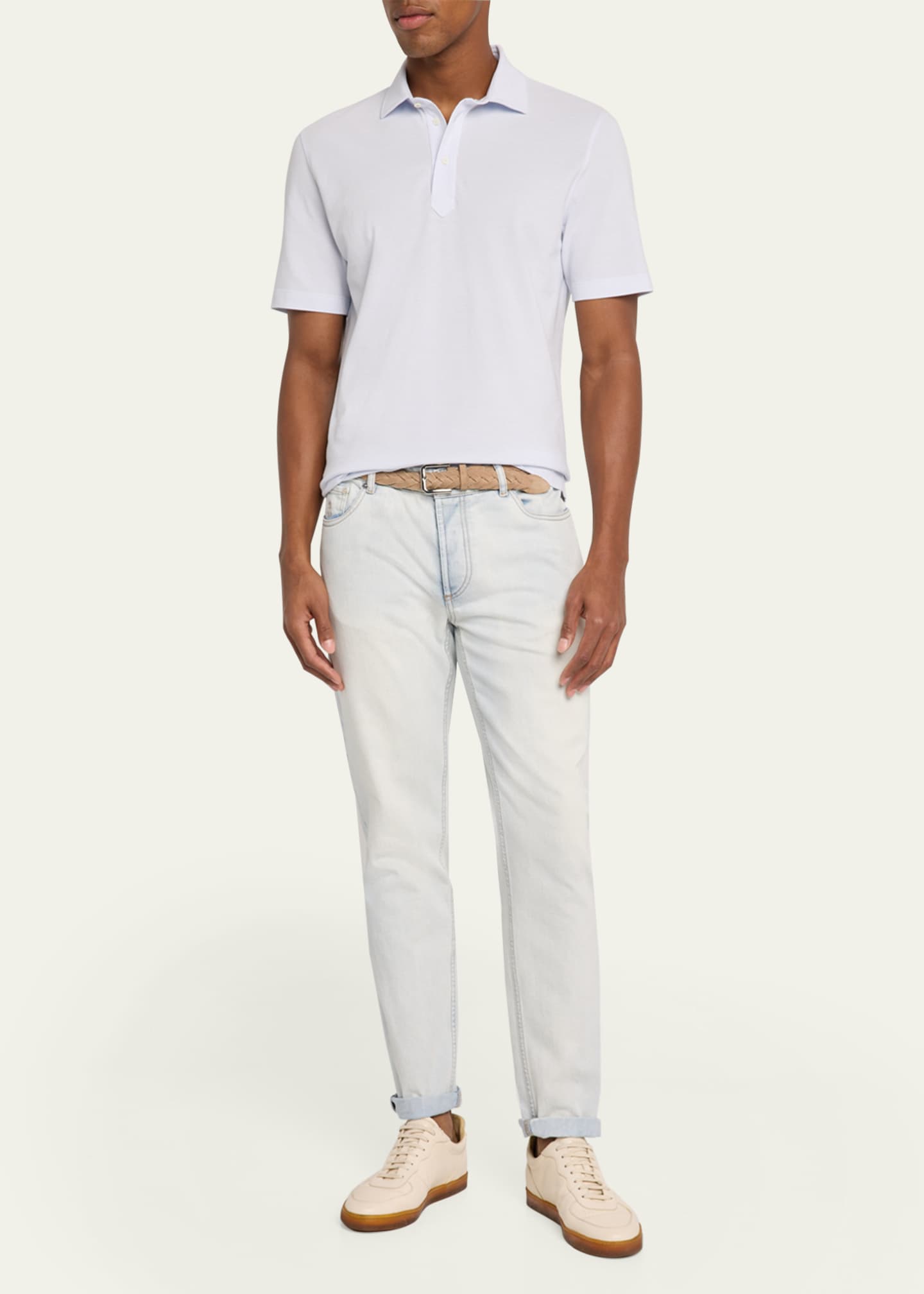Brunello Cucinelli Men's Slim Cotton Polo Shirt Image 2 of 5