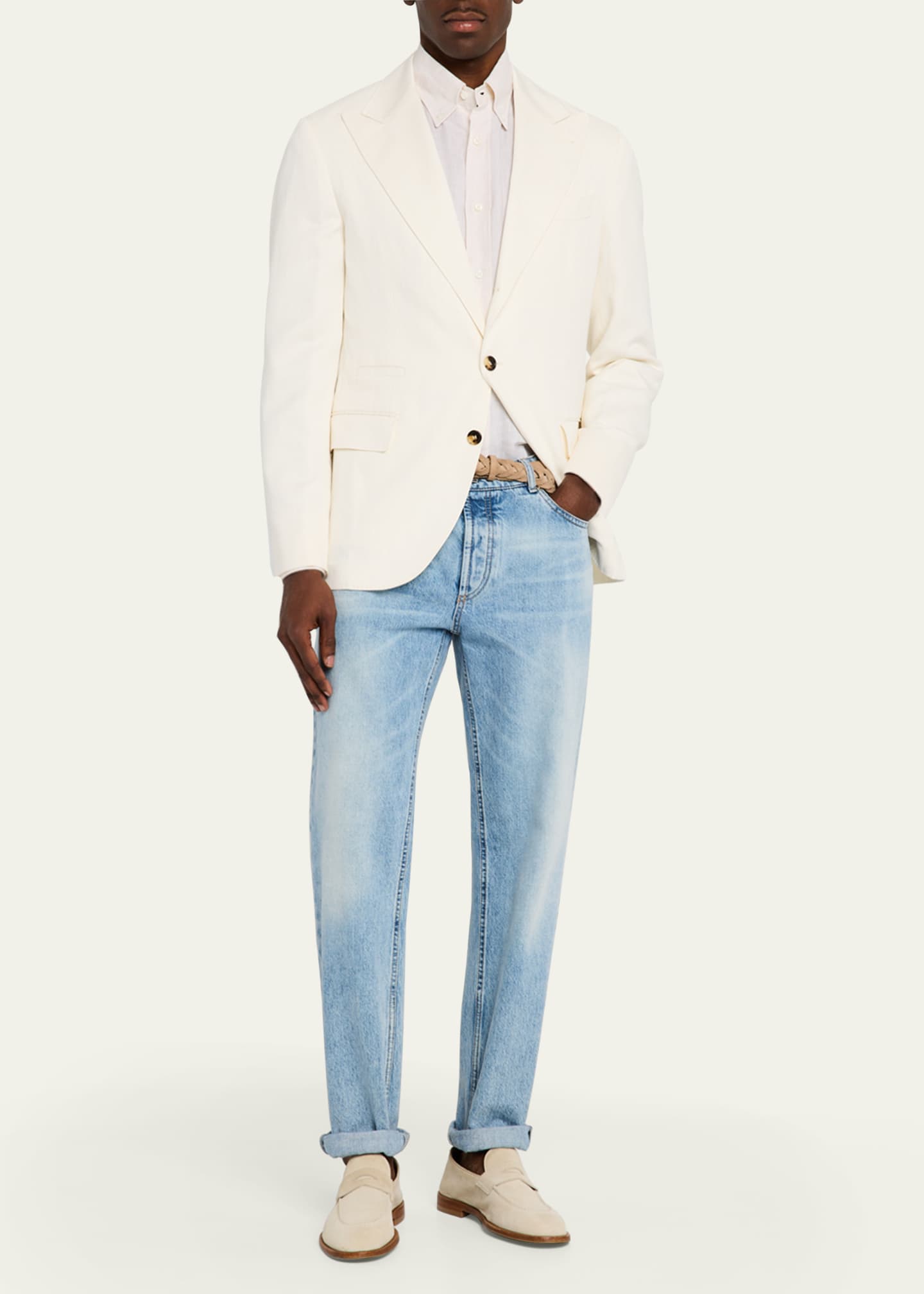 Brunello Cucinelli Men's Silk and Linen Gabardine Sport Coat Image 2 of 5