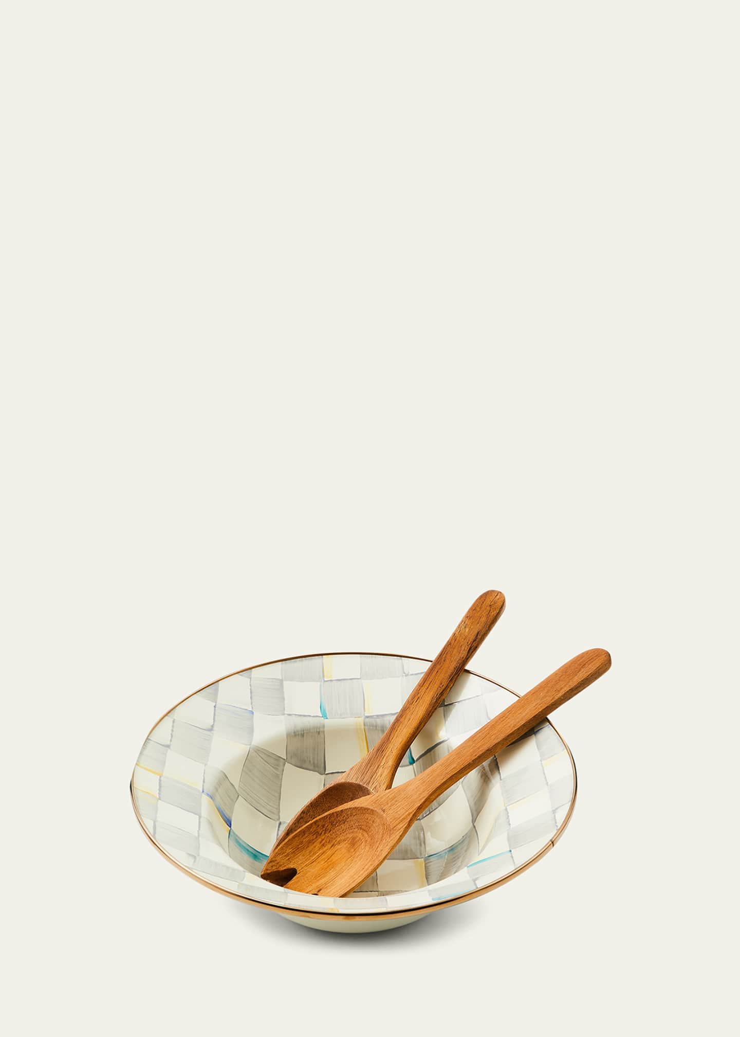 Mackenzie Childs Salad Serving Set Emerald Check main image 0