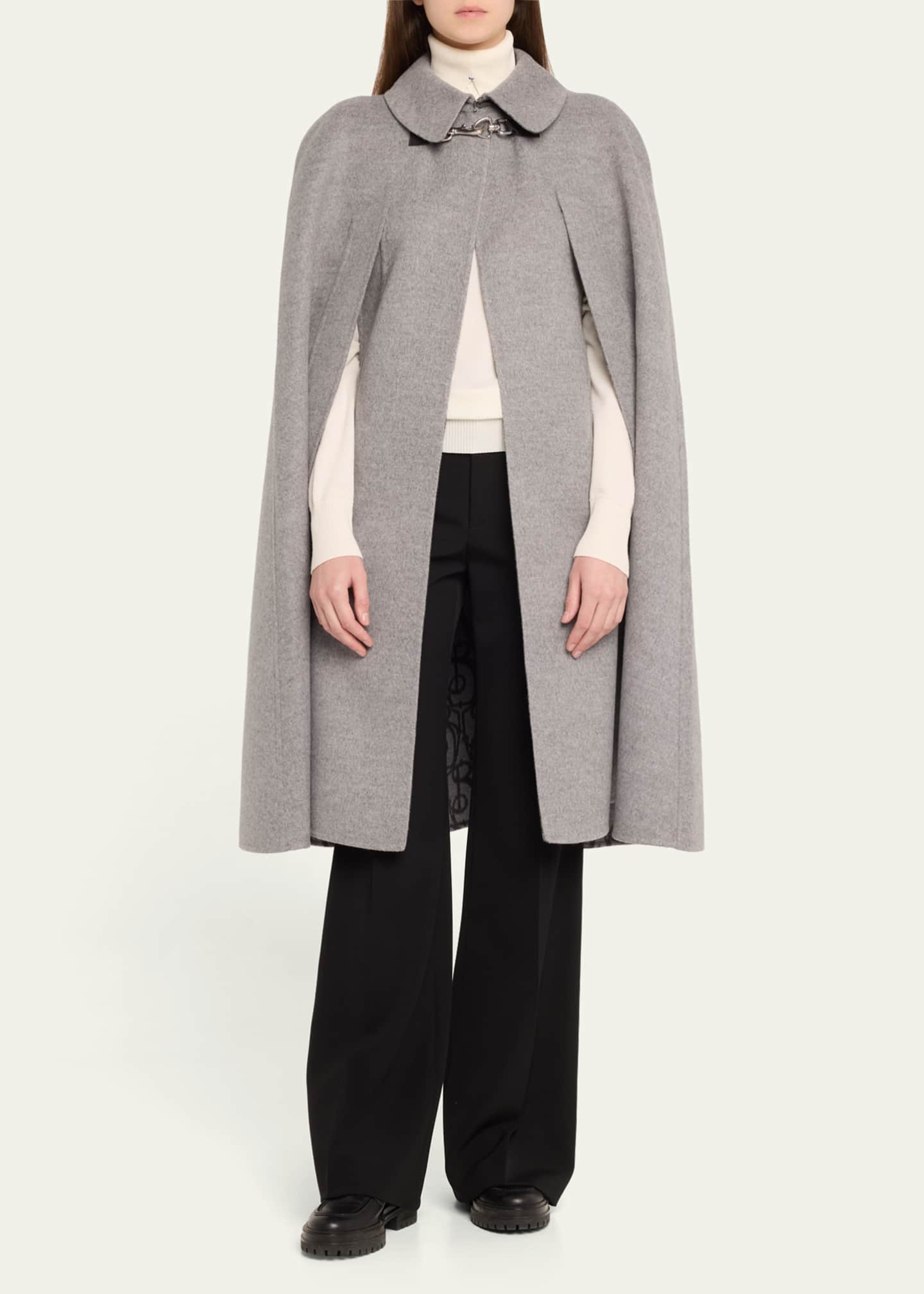 Burberry Clasp Closure Wool Cashmere Cape Image 2 of 5