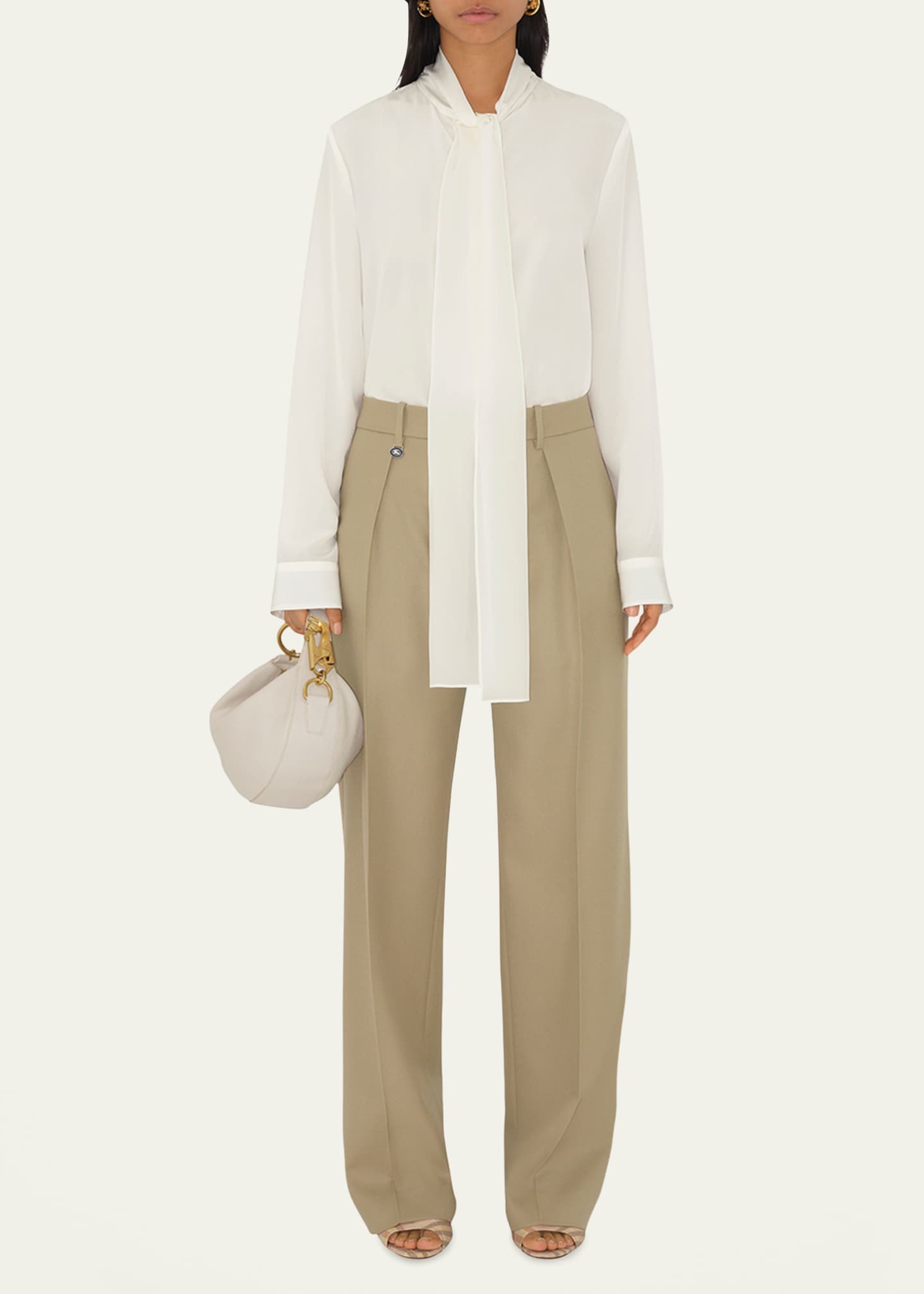Neck Scarf Silk BLouse - Thumbnail 2