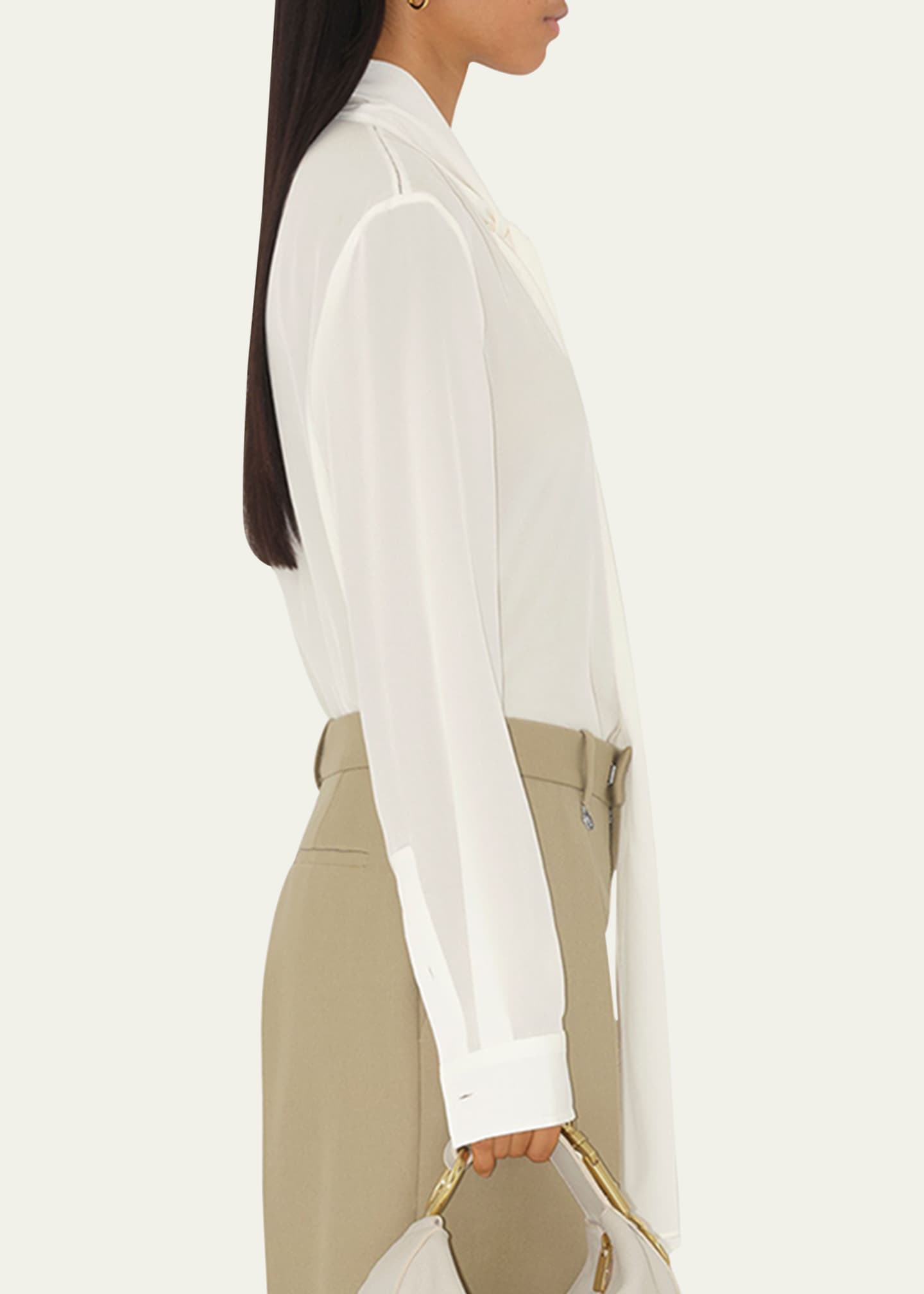 Neck Scarf Silk BLouse - Thumbnail 4
