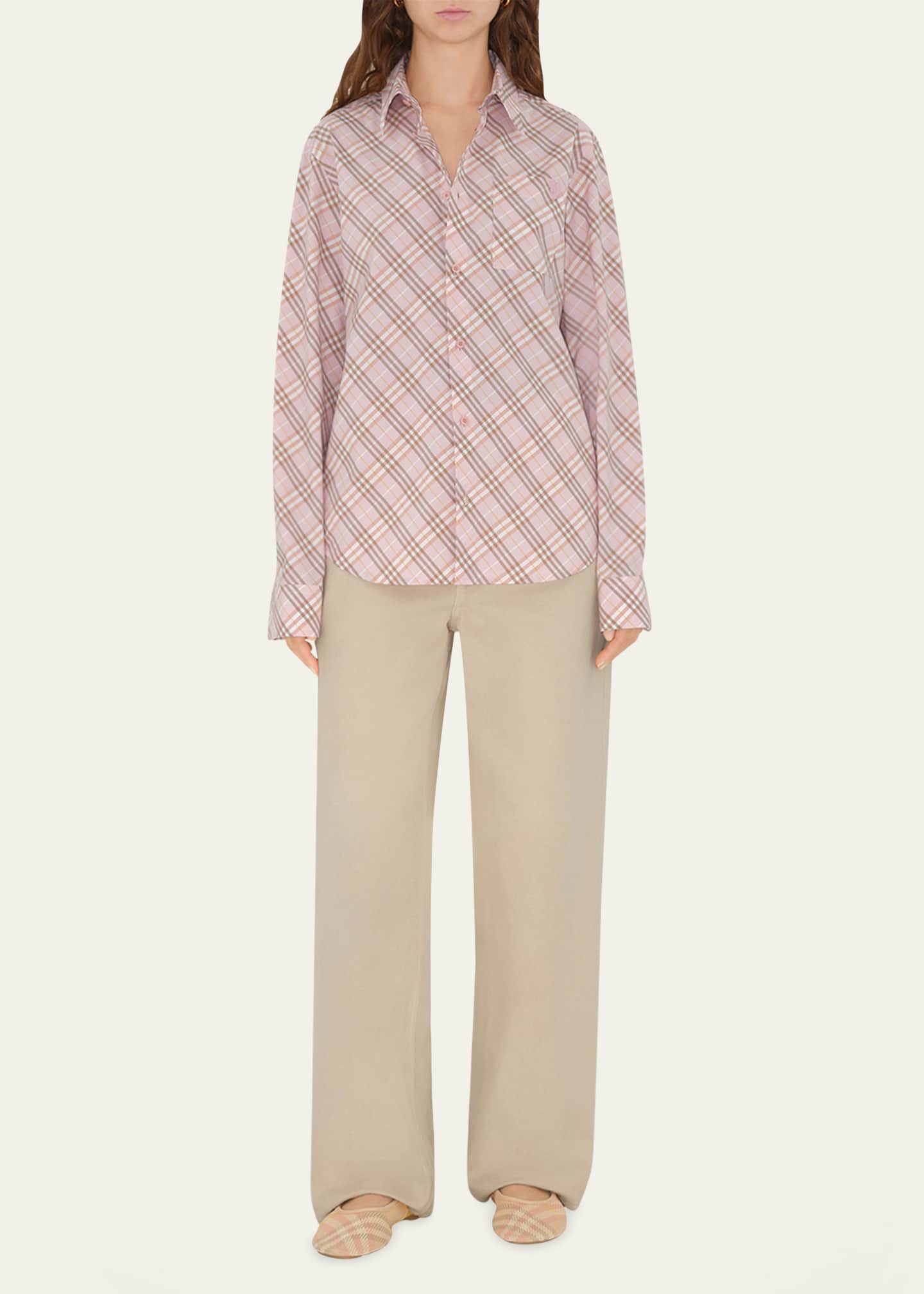Burberry Check Cotton Button-Down Shirt Image 2 of 4