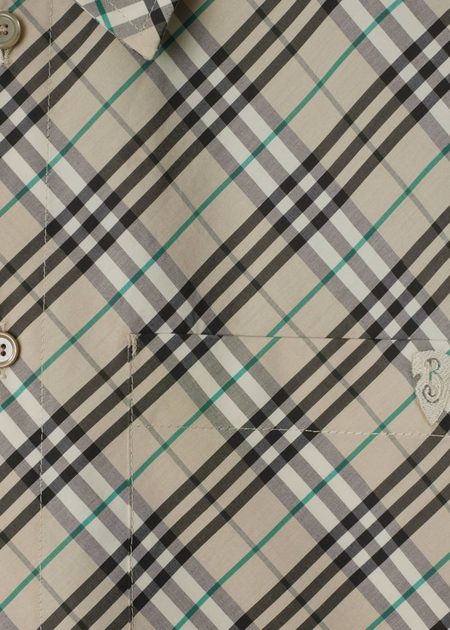 Burberry Check Short-Sleeve Crop Button-Down Shirt Image 5 of 5