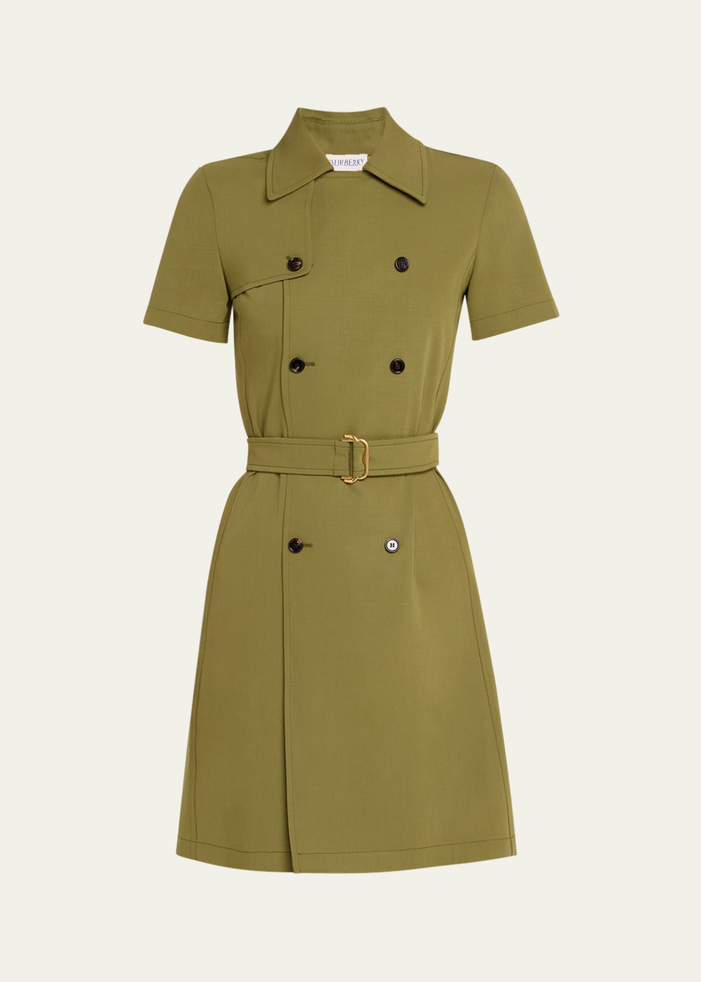 Burberry Short-Sleeve Belted Mini Trench Dress Image 1 of 5