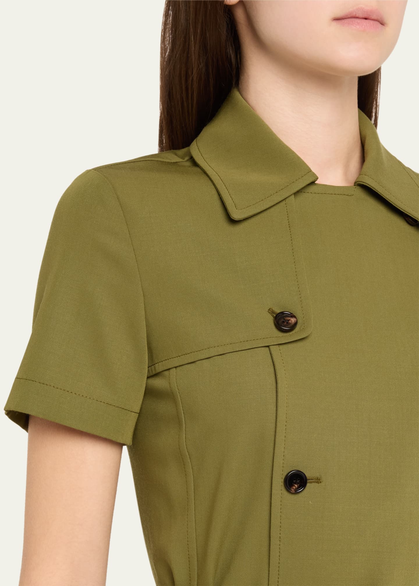 Burberry Short-Sleeve Belted Mini Trench Dress Image 5 of 5