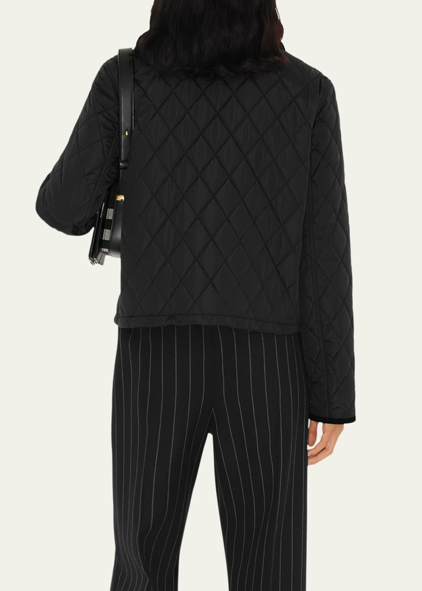 Burberry Quilted Velvet Trim Jacket Image 3 of 4
