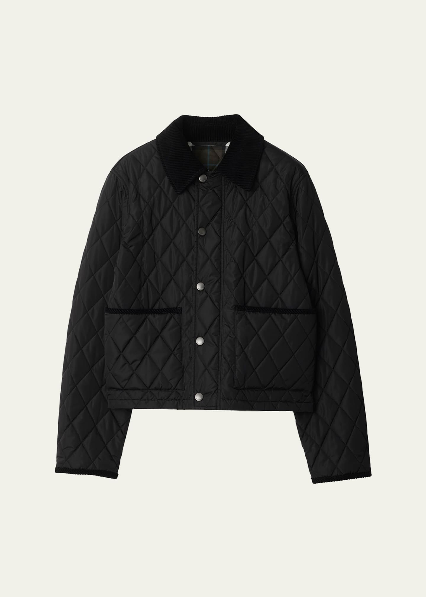 Burberry Quilted Velvet Trim Jacket Image 1 of 4