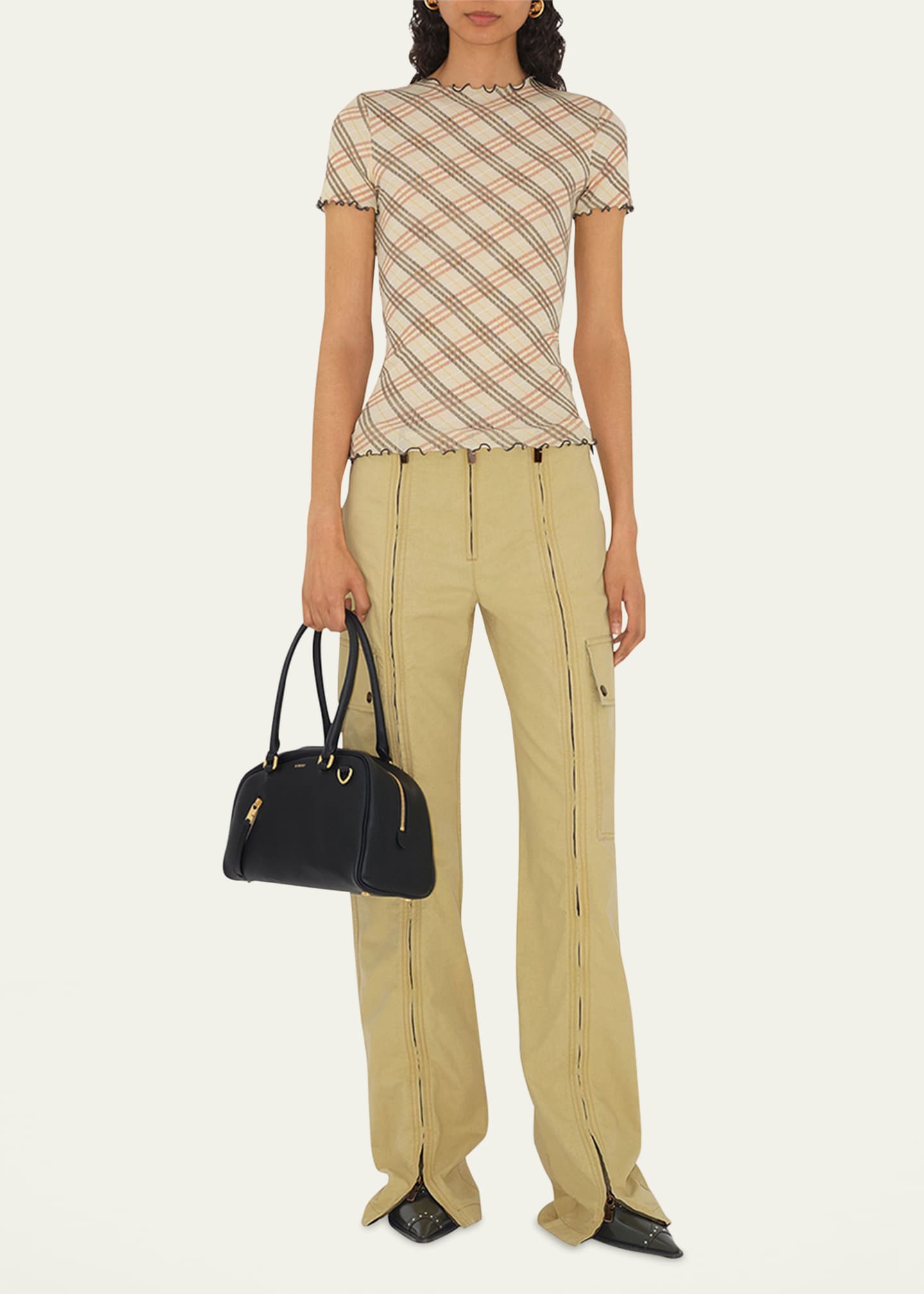 Burberry Check Short-Sleeve Fitted T-Shirt Image 2 of 5
