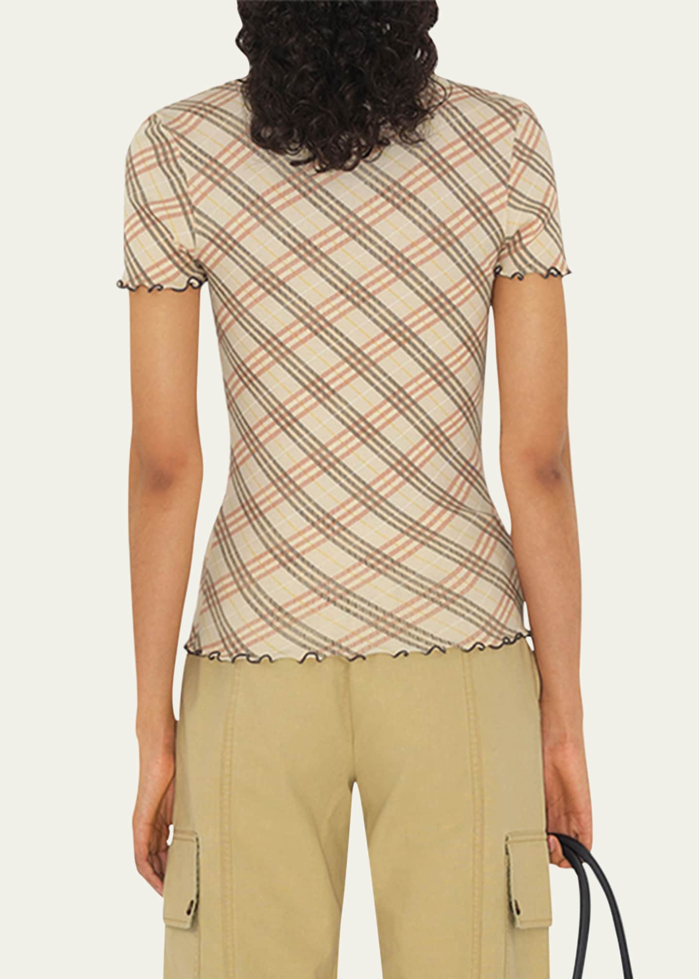 Burberry Check Short-Sleeve Fitted T-Shirt Image 3 of 5