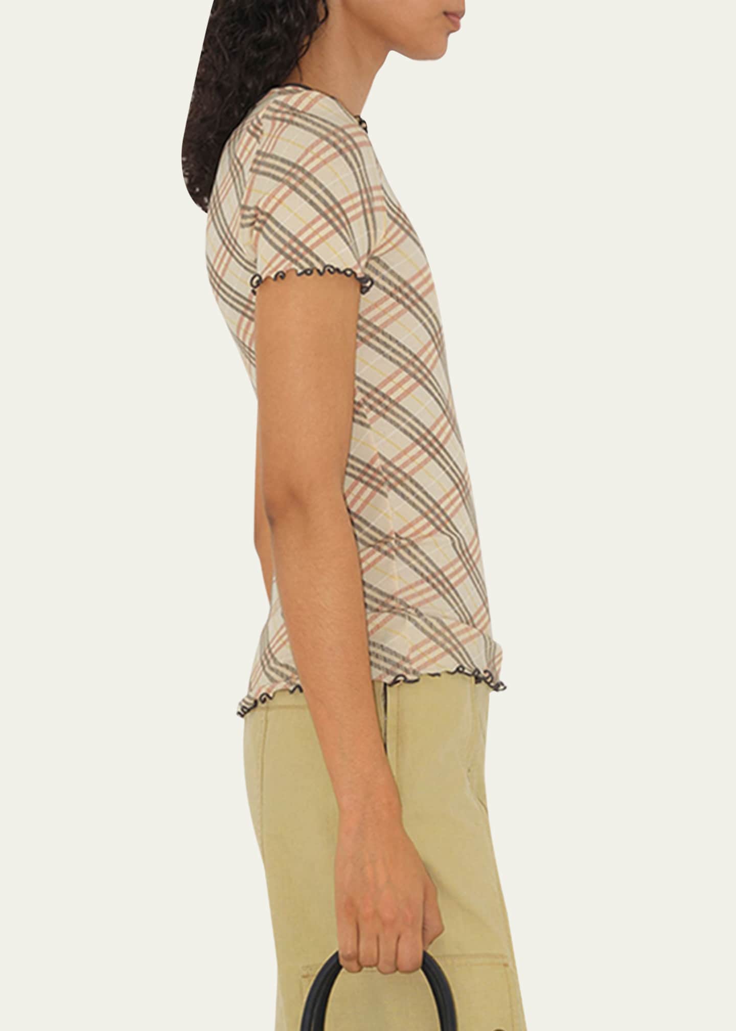 Burberry Check Short-Sleeve Fitted T-Shirt Image 4 of 5