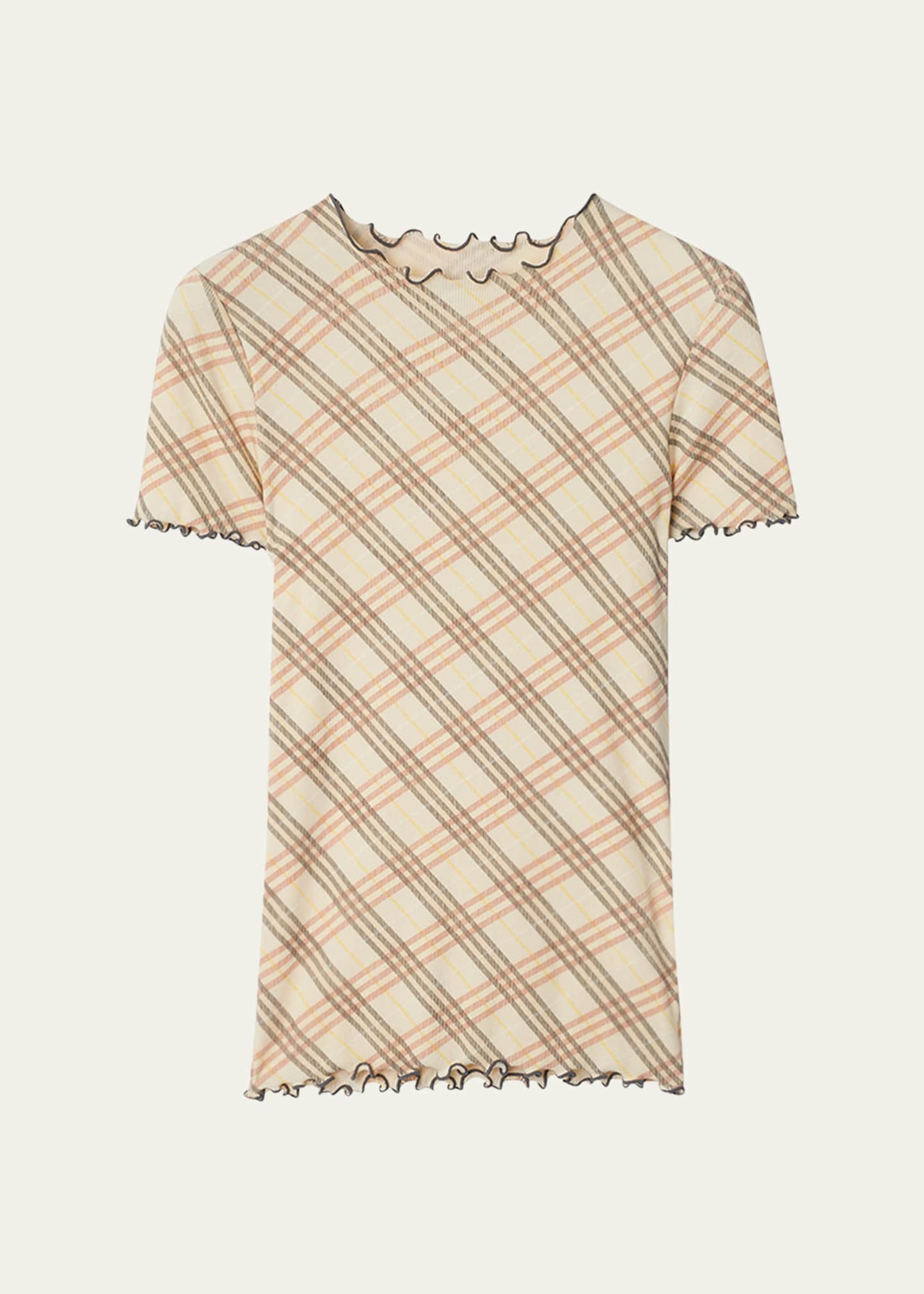 Burberry Check Short-Sleeve Fitted T-Shirt Image 1 of 5
