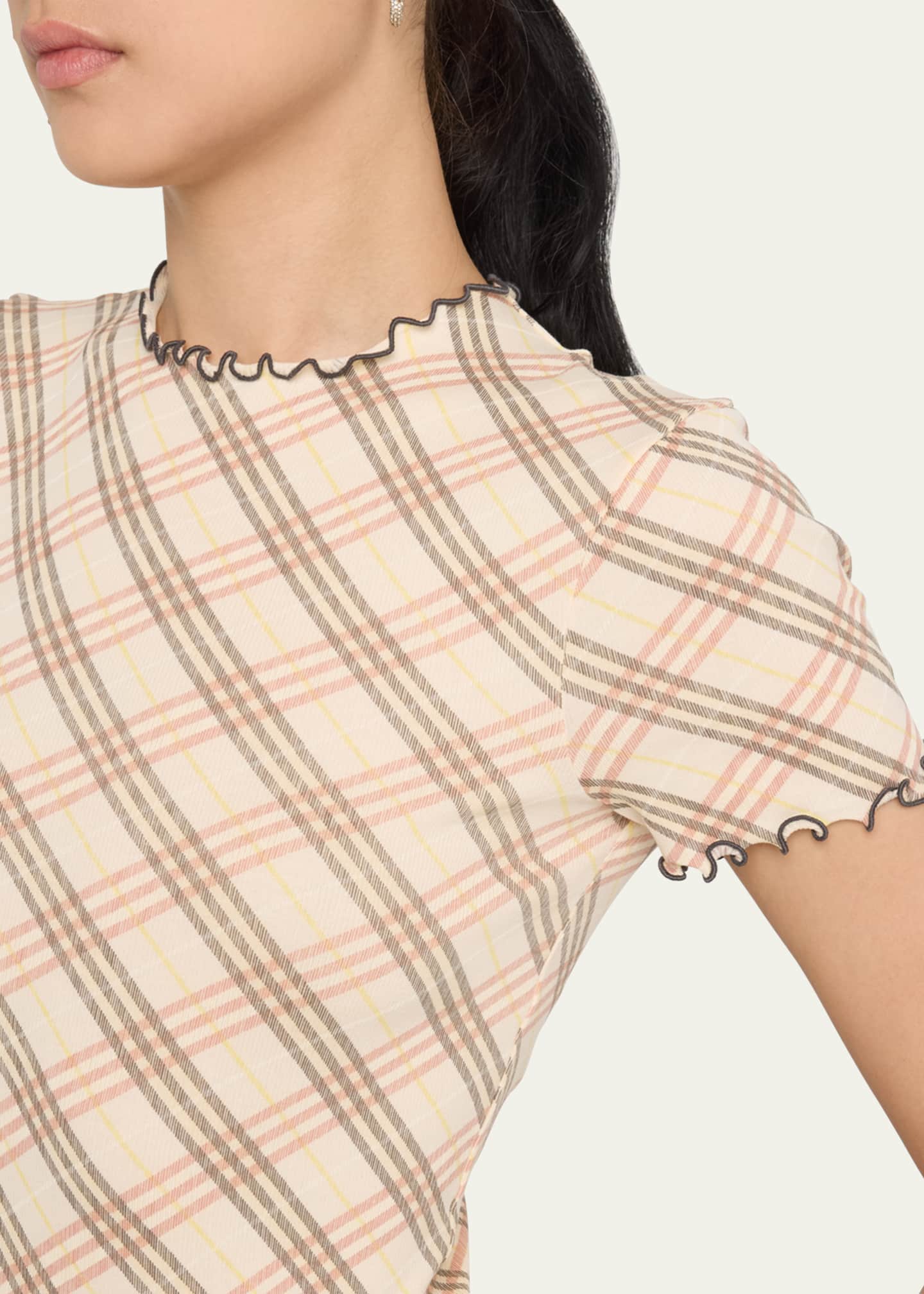 Burberry Check Short-Sleeve Fitted T-Shirt Image 5 of 5