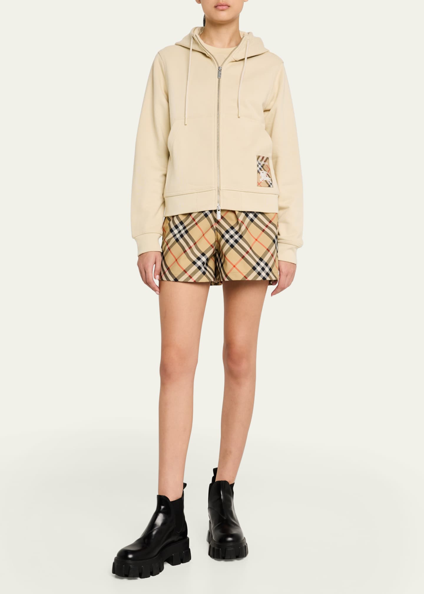 Burberry Logo Patch Zip-Up Hoodie Image 2 of 5