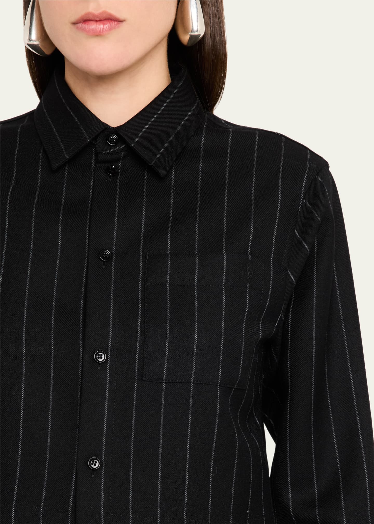 Burberry Pinstripe Cropped Wool Blouse Image 5 of 5