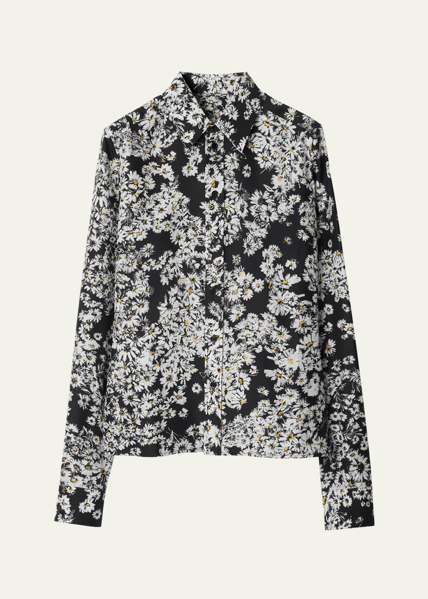 Burberry Flower Print Button Down Silk Top Image 1 of 4