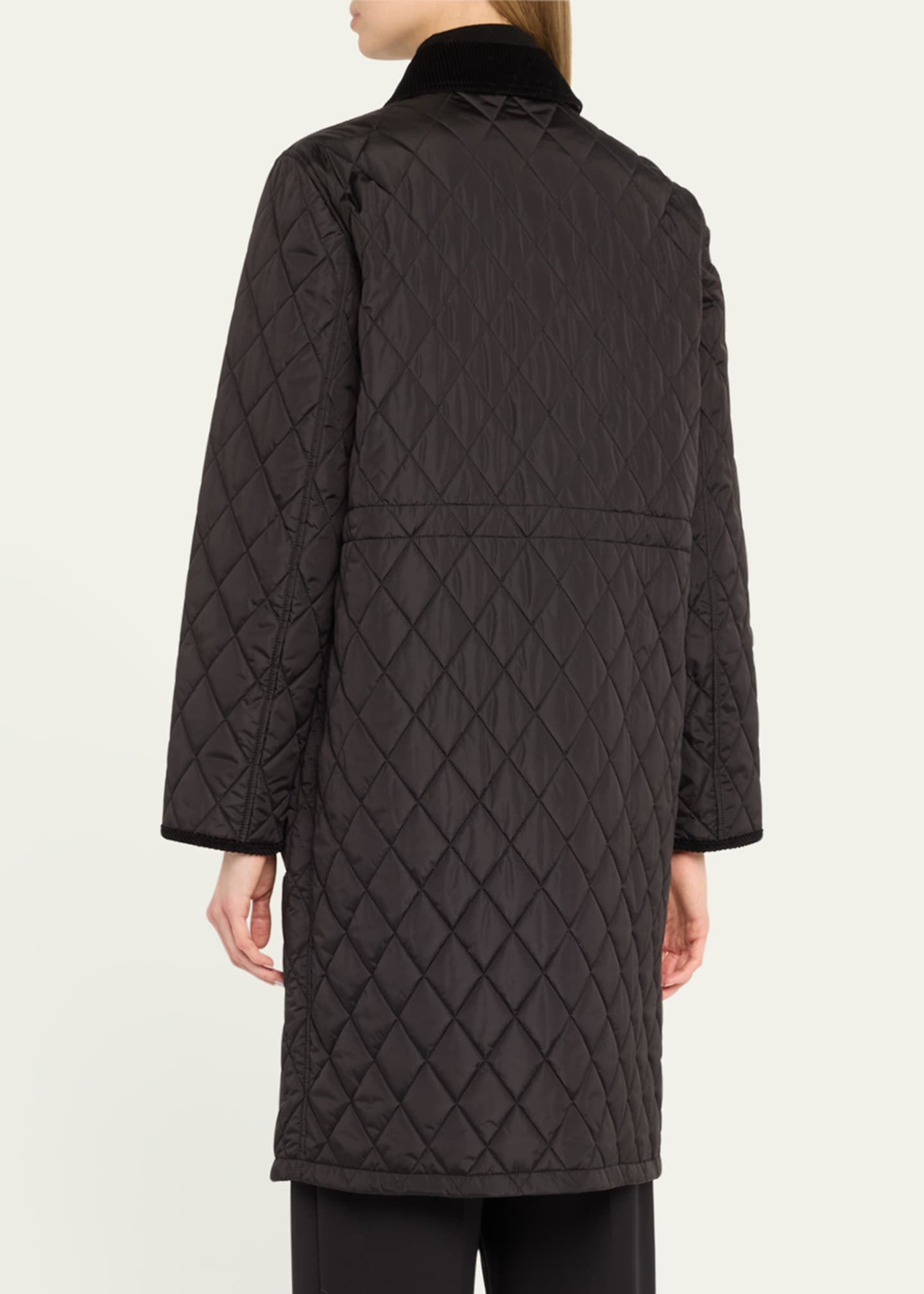 Burberry Corduroy-Collar Quilted Long Jacket Image 3 of 5