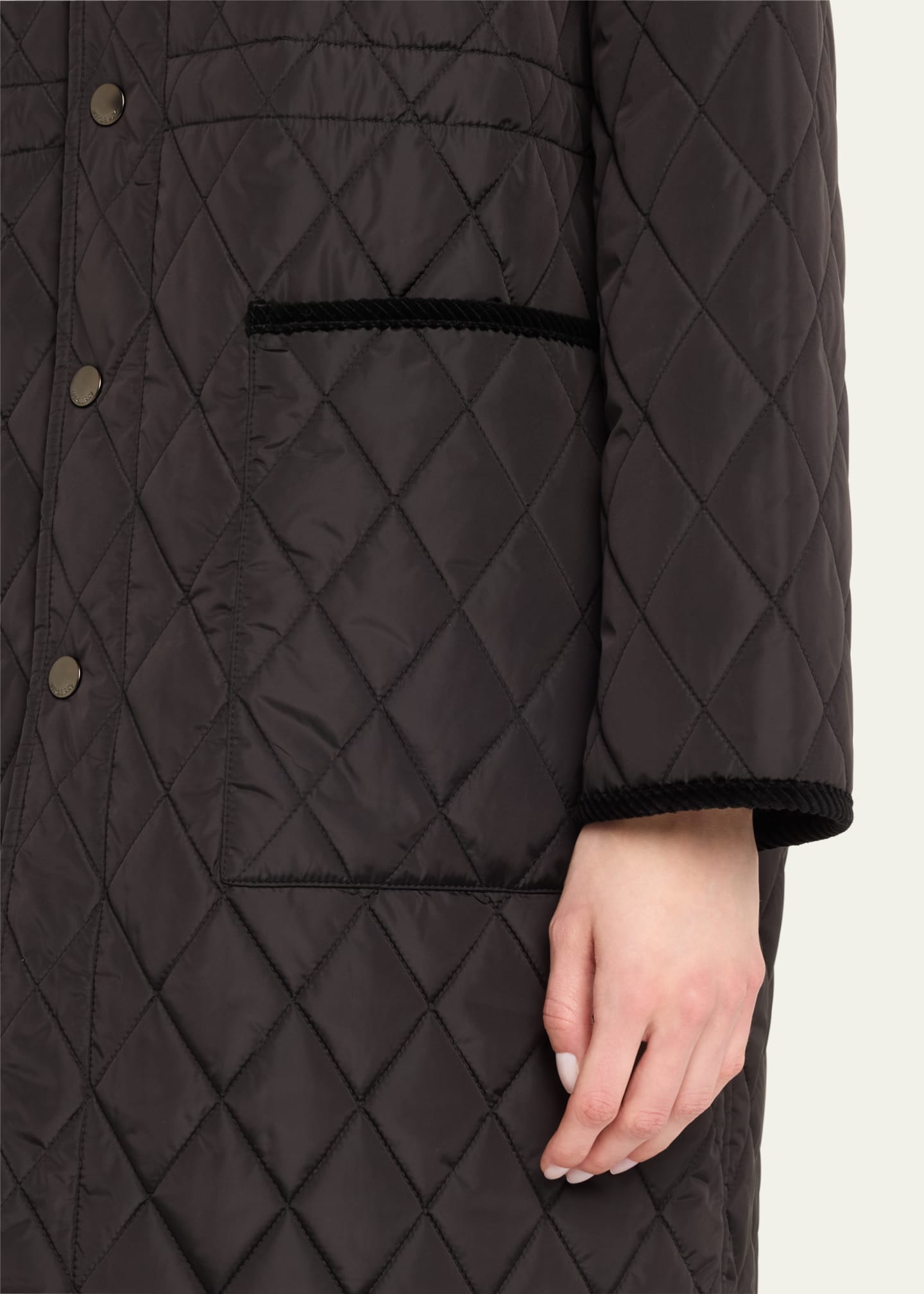 Burberry Corduroy-Collar Quilted Long Jacket Image 5 of 5