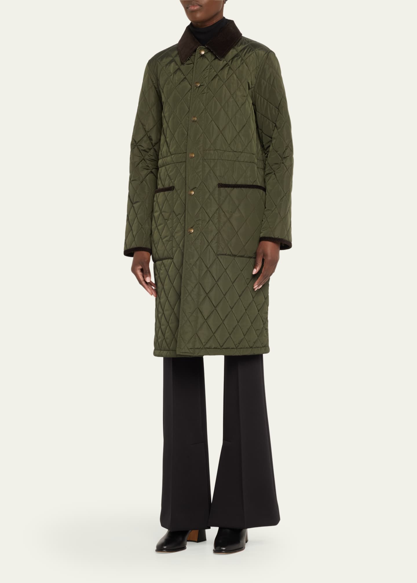 Burberry Quilted Velvet Trim Coat