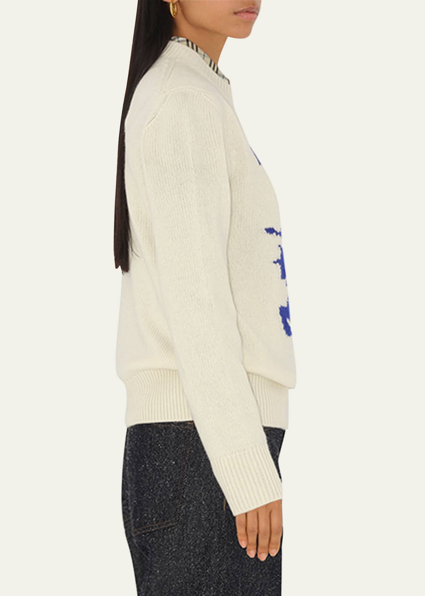 Burberry EKD Logo Wool-Cashmere Crewneck Sweater Image 4 of 5