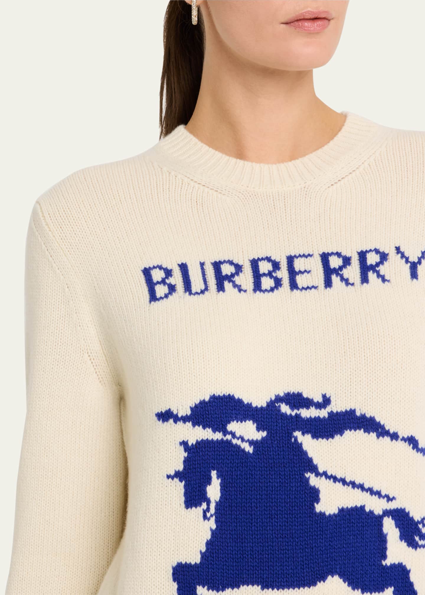 Burberry EKD Logo Wool-Cashmere Crewneck Sweater Image 5 of 5