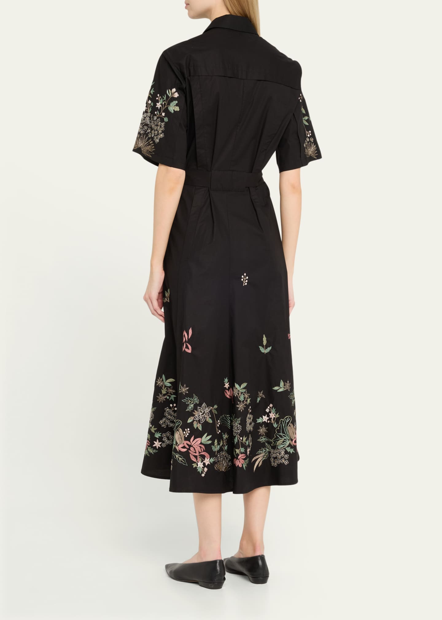 Prabal Gurung Garden Embroidered Self-Tie Midi Shirtdress Image 3 of 5