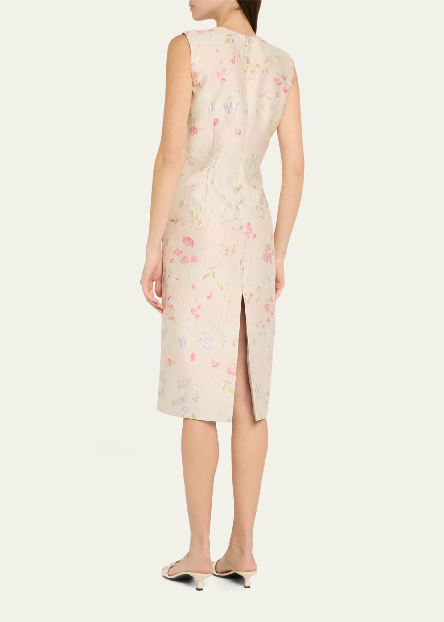 Floral Brocade Sheath Midi Dress
