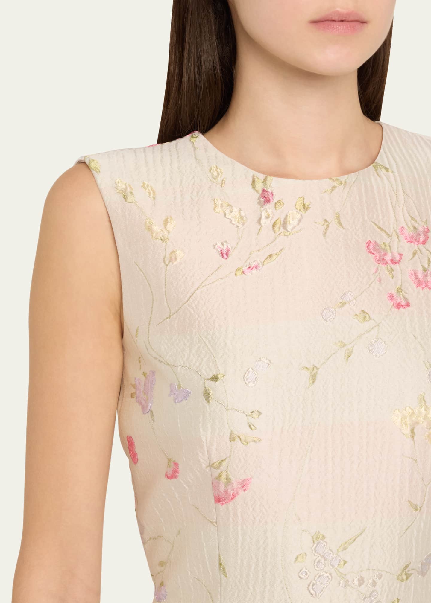 Floral Brocade Sheath Midi Dress