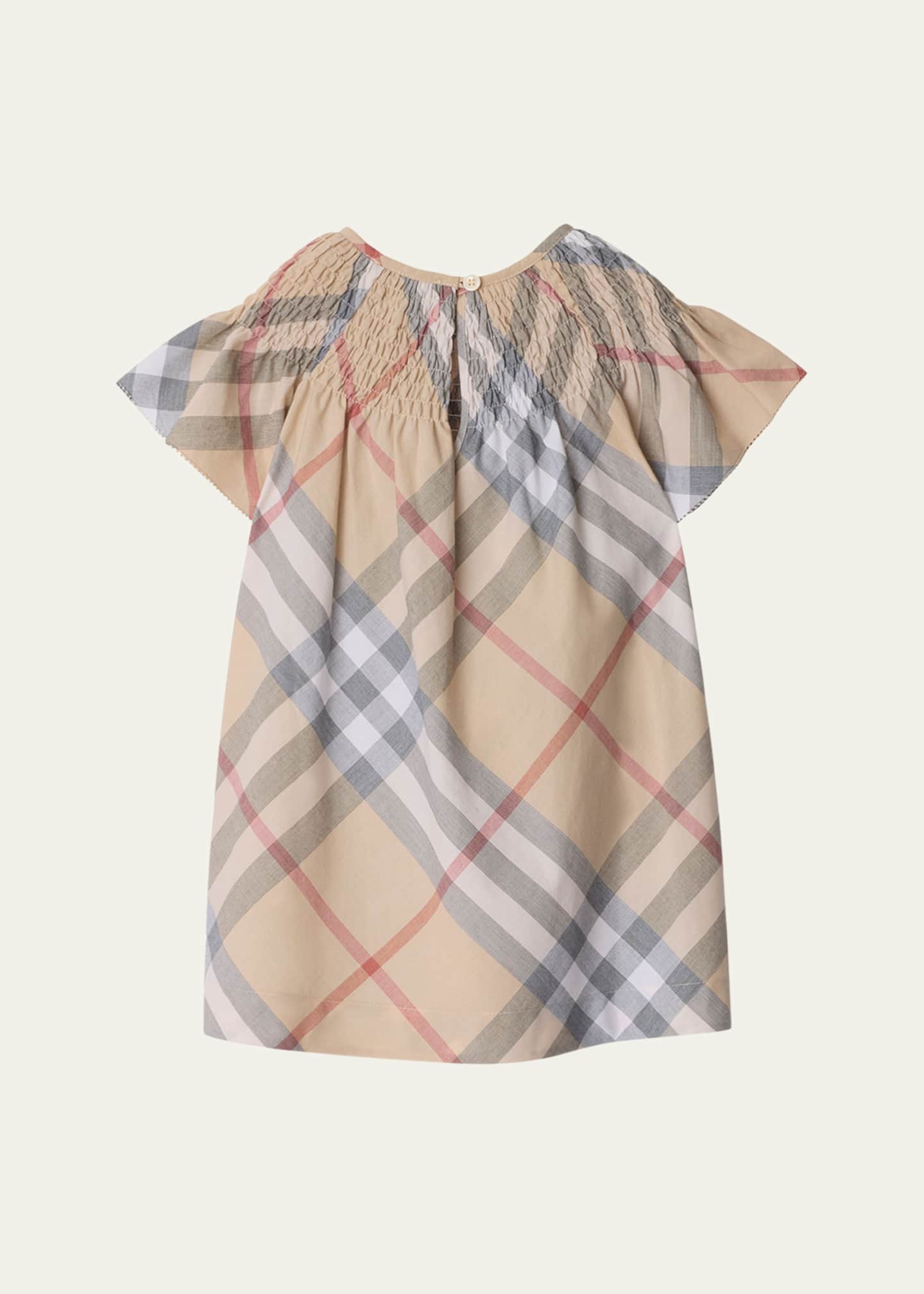 Burberry Girl's Cali Smocked Check-Print Dress, Size 12M-2 Image 2 of 3