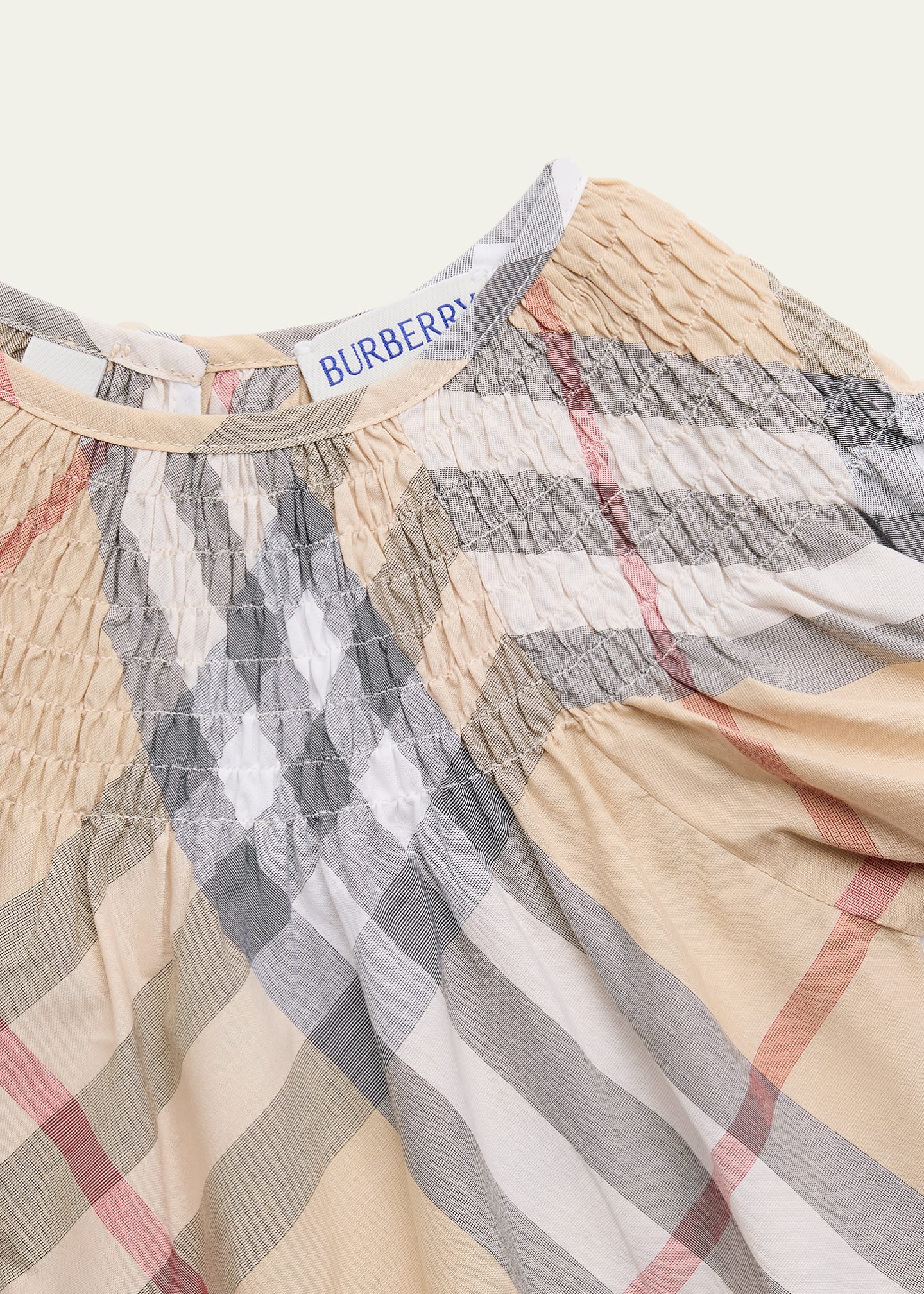 Burberry Girl's Cali Smocked Check-Print Dress, Size 12M-2 Image 3 of 3