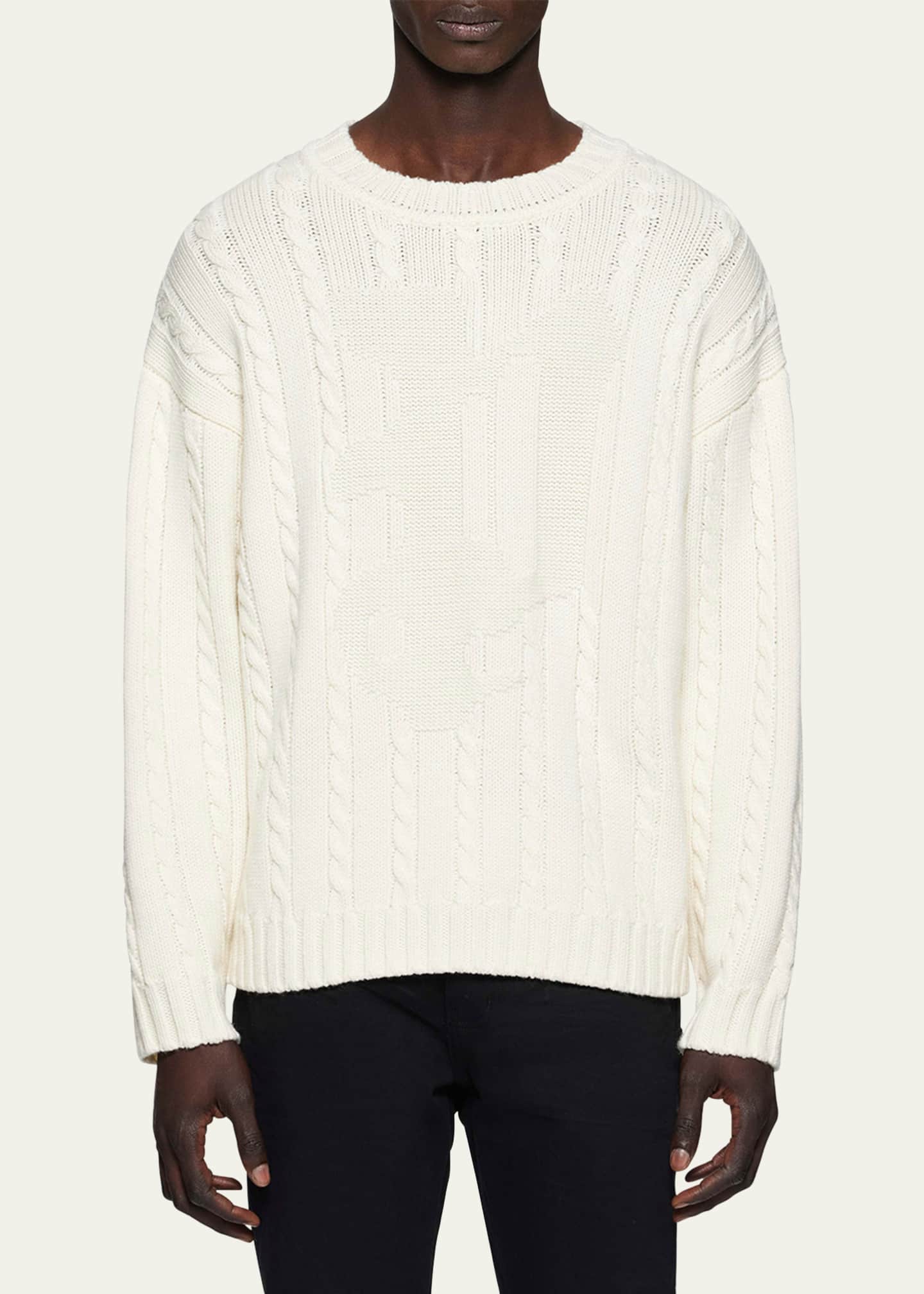 PURPLE Men's Wool Cable Sweater Image 3 of 3
