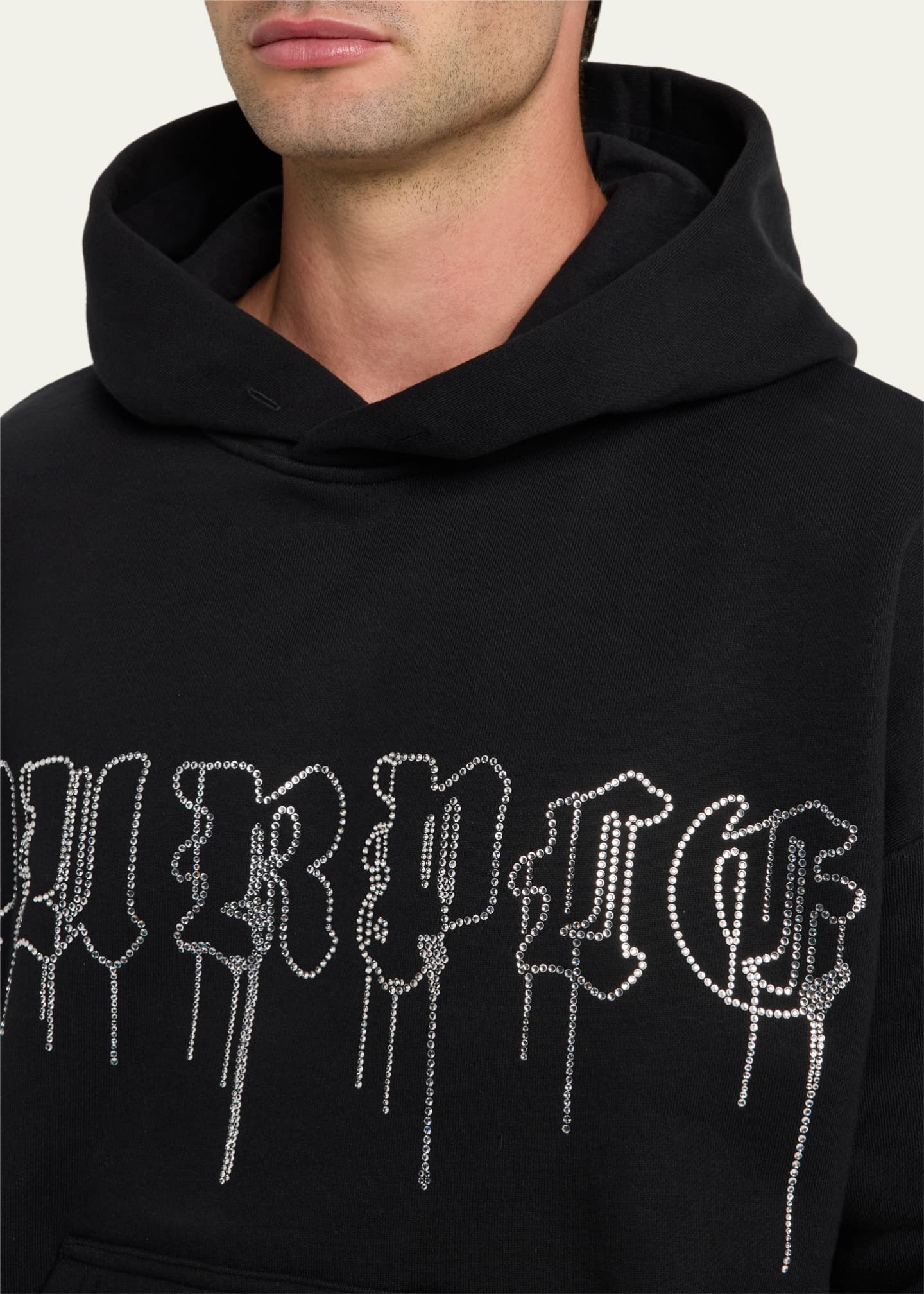 PURPLE Men's Heavyweight Fleece Rhinestone Hoodie - Bergdorf PURPLE Men's Heavyweight Fleece Rhinestone Hoodie - Bergdorf