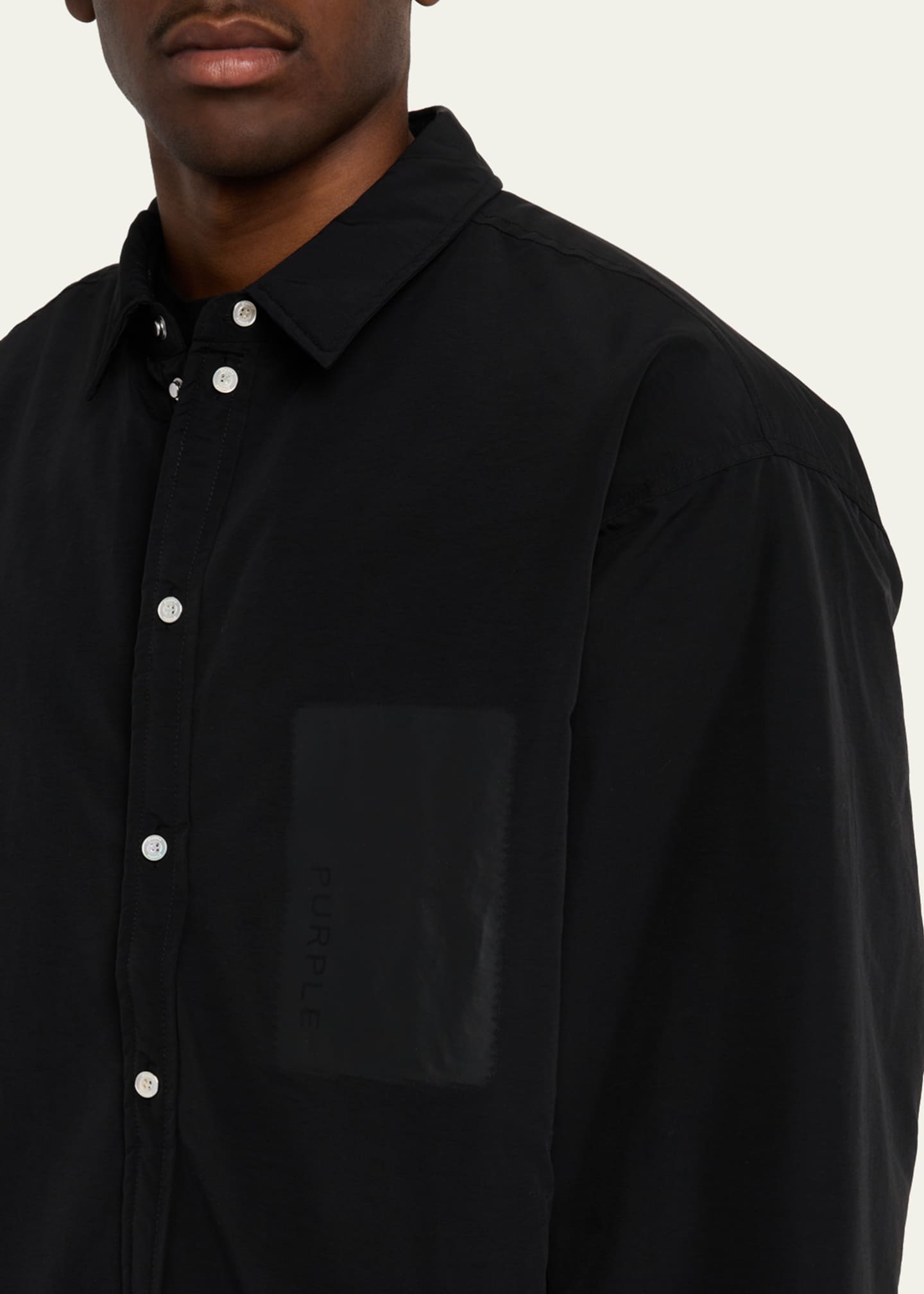 PURPLE Men's Overshirt with Chest Patch Image 5 of 5