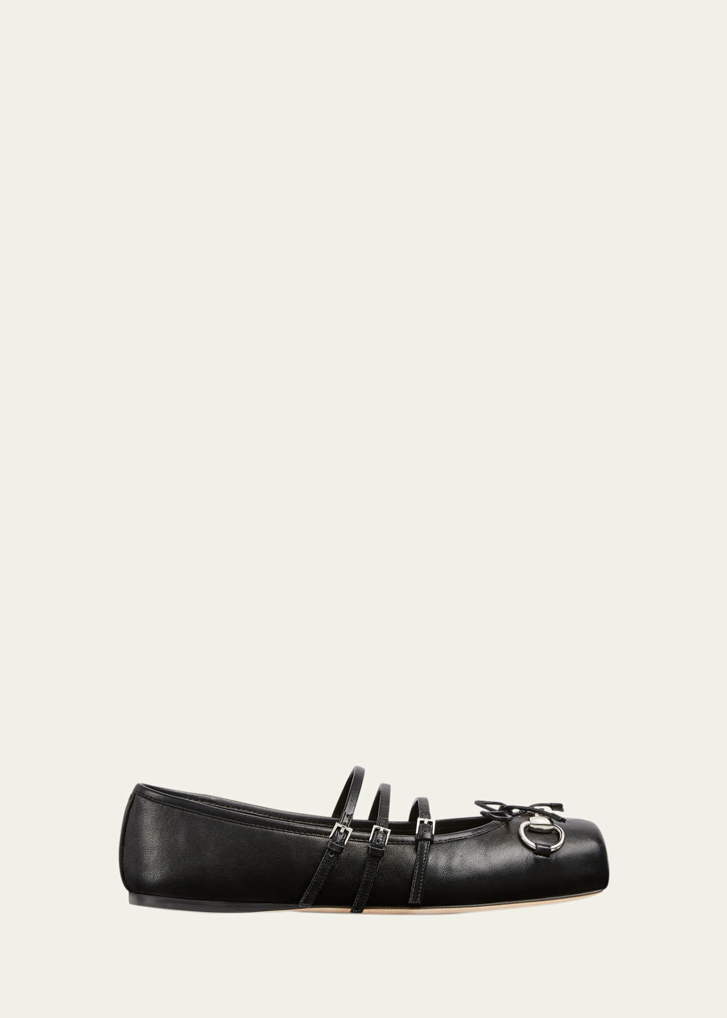 Gucci Horsebit 3-Strap Mary Jane Ballerina Flats Image 1 of 5