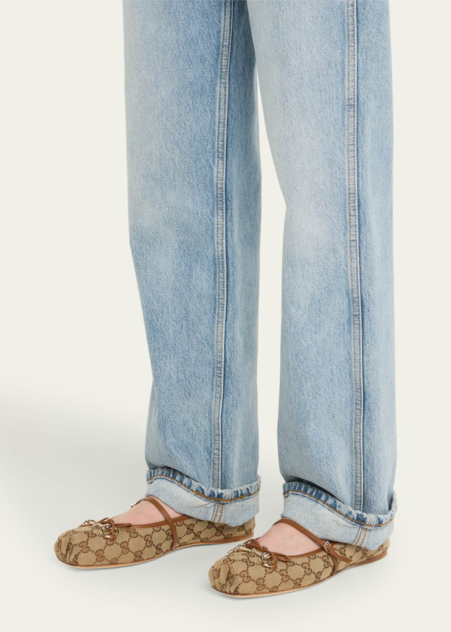 Gucci GG Suede Horsebit Mary Jane Ballerina Flats Image 2 of 5