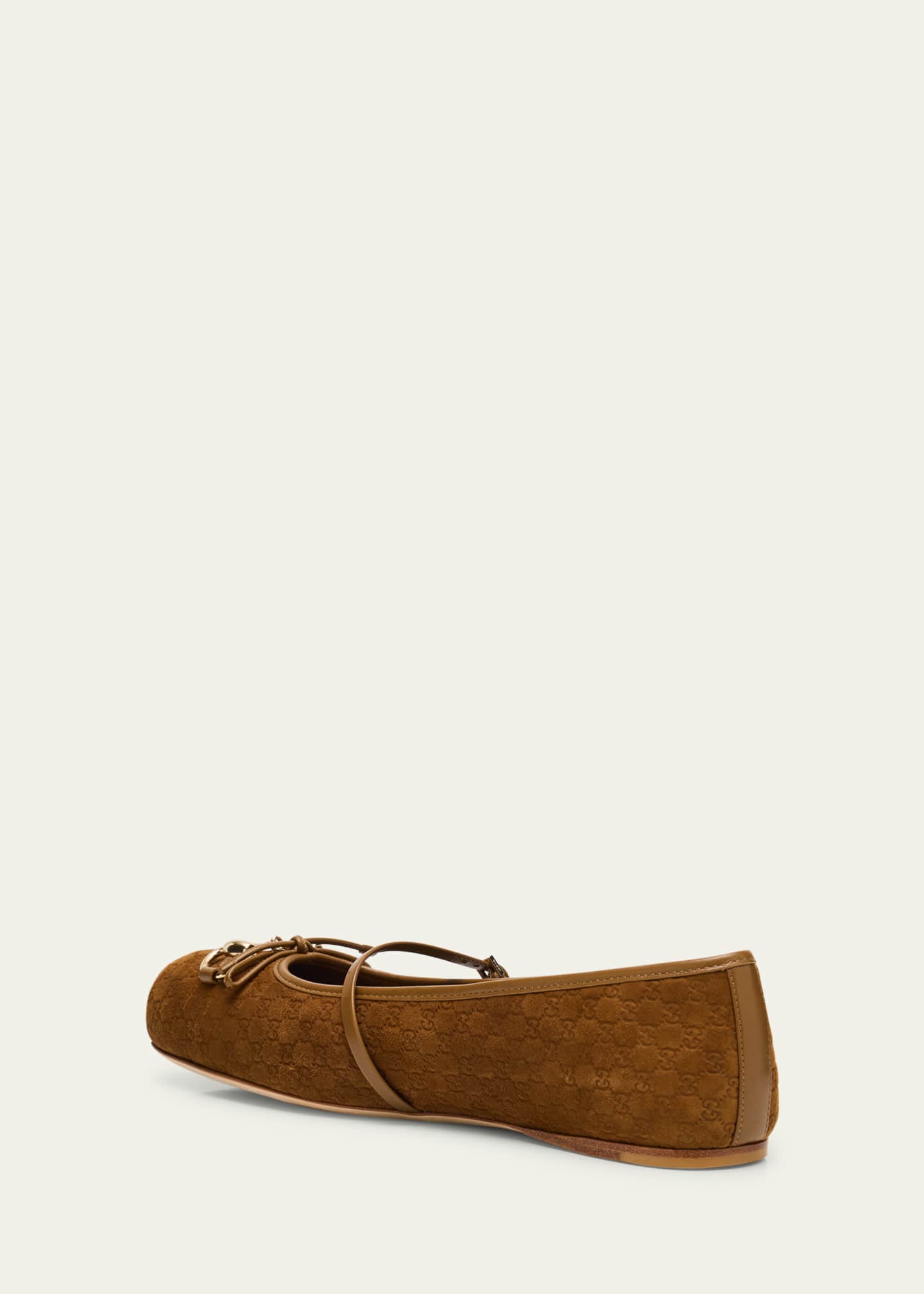 Gucci GG Suede Horsebit Mary Jane Ballerina Flats Image 3 of 5